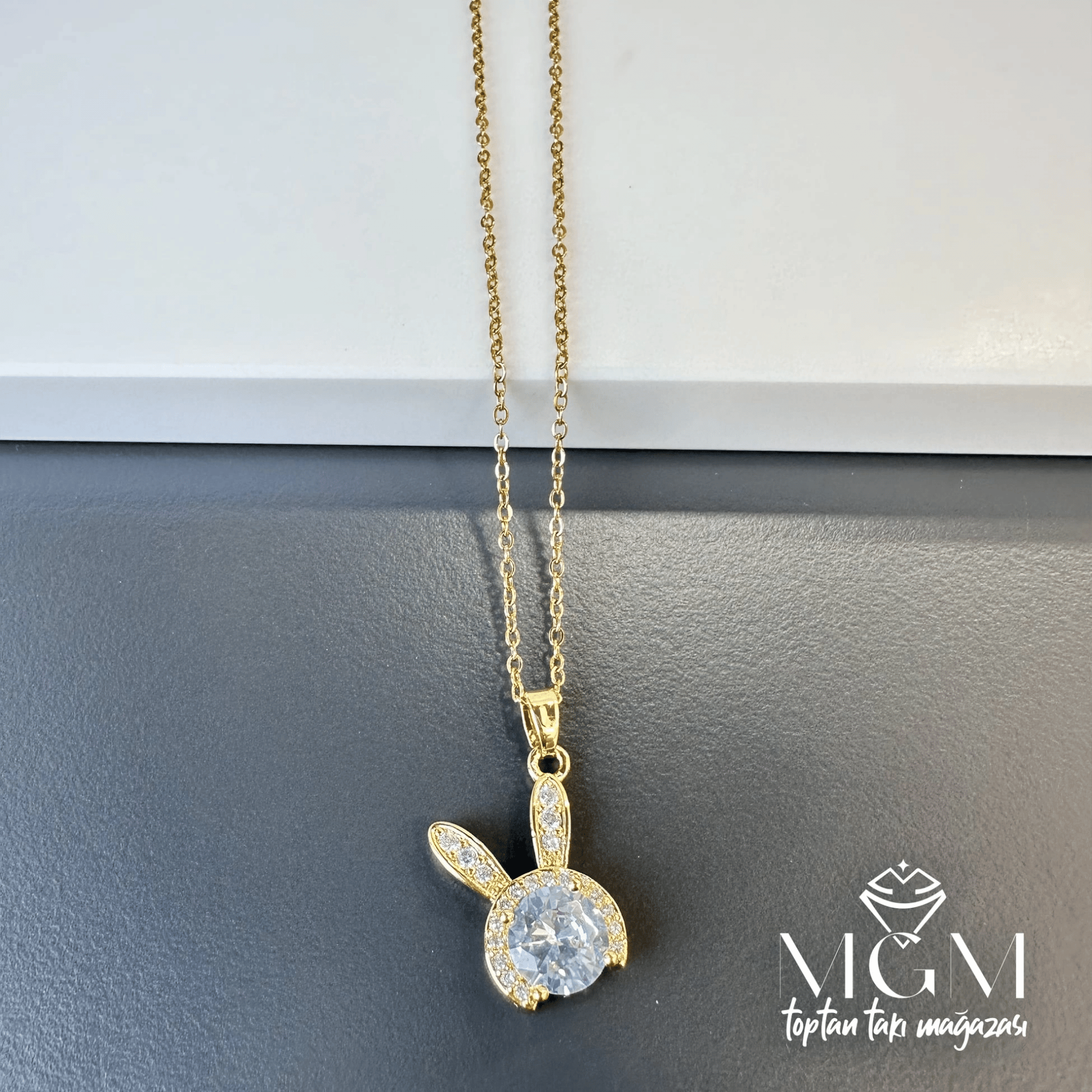 Zirkon Taşlı Zincir Çelik Uç Kısmı Pirinç Kolyeler 40 + 5 Cm Uzatma Payı - Kl0136