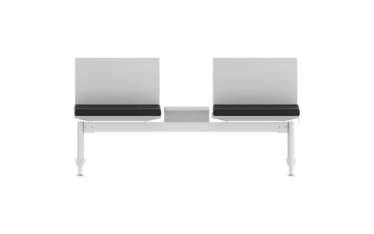 Monza İkili Kolsuz Orta Sehpalı Oturak Döşemeli Bekleme Koltuğu | Plastik Sırtlı Melamin Sehpalı Terminal Bankı | Gasell