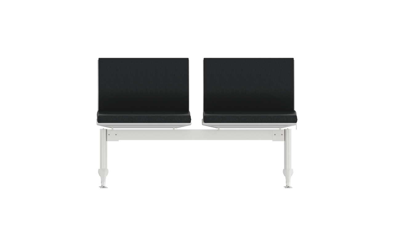 Monza İkili Kolsuz Tam Döşemeli Bekleme Koltuğu | Beyaz Plastik Terminal Bankı | Gasell