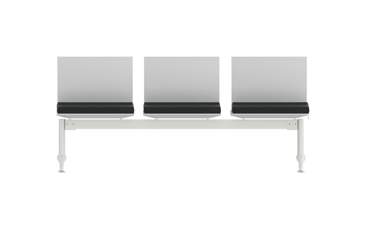 Monza Üçlü Kolsuz Tam Döşemeli Bekleme Koltuğu | Beyaz Plastik Üçlü Terminal Bankı | Gasell