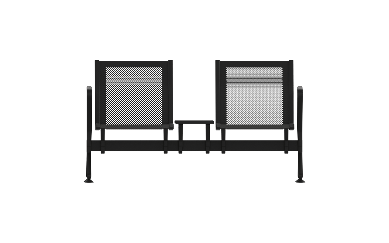 STEEL İkili Terminal Bekleme Kollu Ara Sehpalı | Premium Mesh İkili Terminal Koltuğu | Gasell