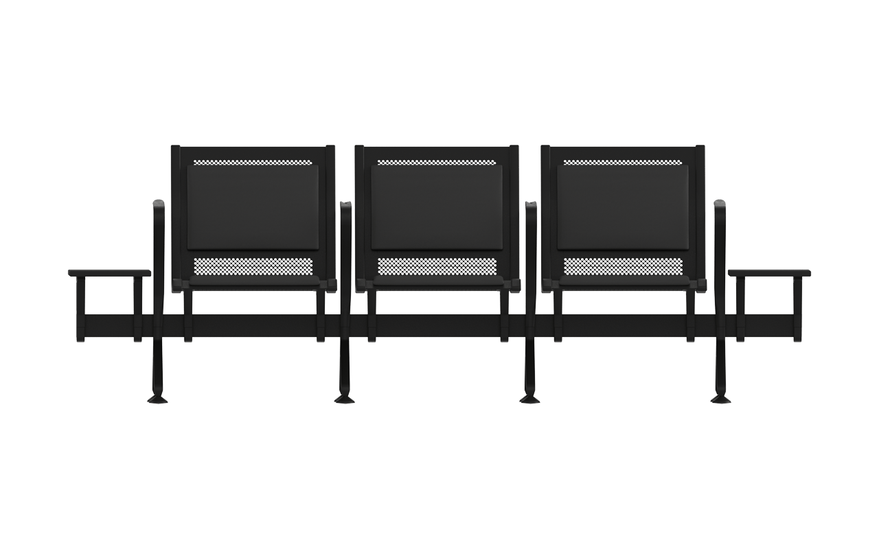 Steel Soft Üçlü Kollu Yan Sehpalı Bekleme Koltuğu | Alüminyum Ayaklı Terminal Bankı | Gasell