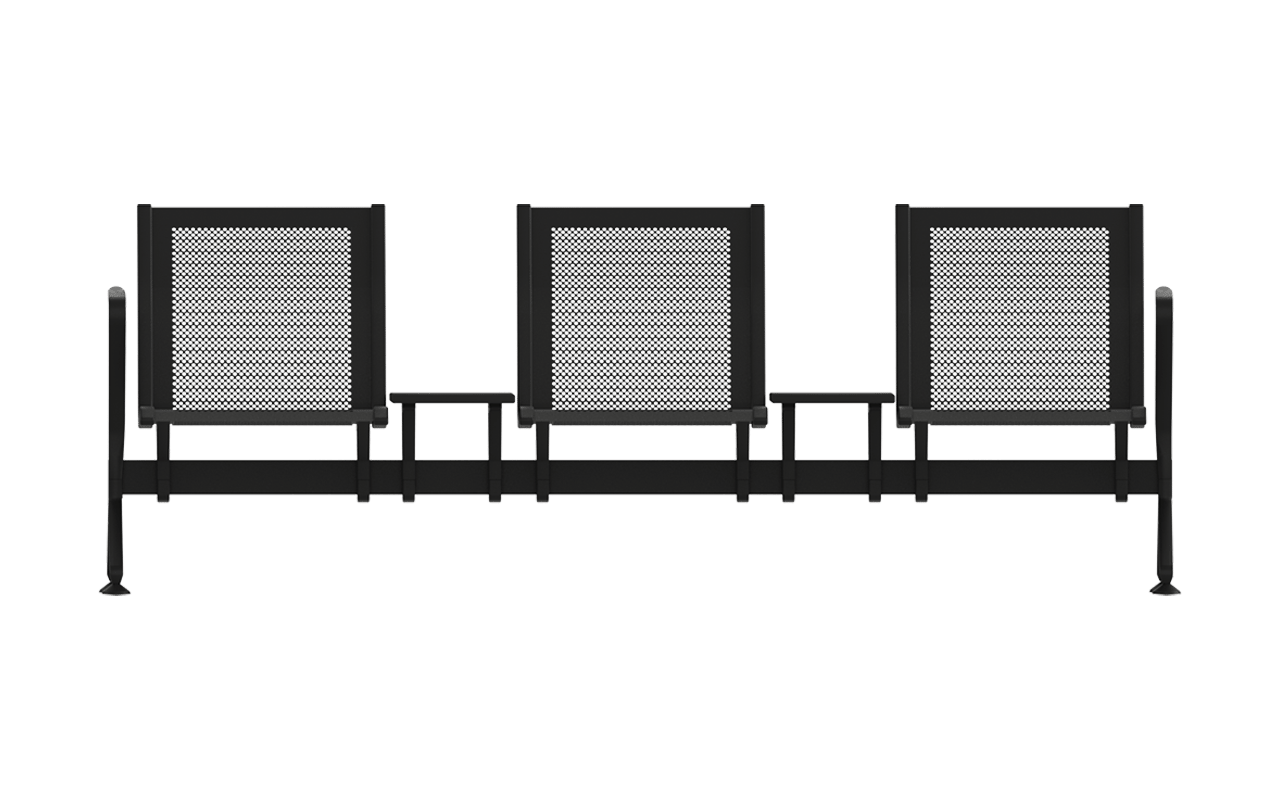STEEL Üçlü Terminal Bekleme Kollu Ara Sehpalı | Ultimate Premium Terminal Koltuğu | Gasell