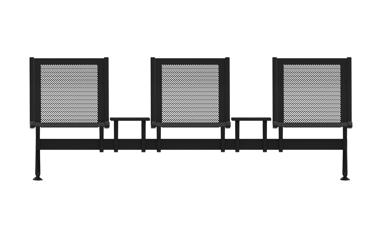 STEEL Üçlü Terminal Bekleme Kolsuz Ara Sehpalı | Space-Saving Çift Sehpalı Terminal Koltuğu | Gasell