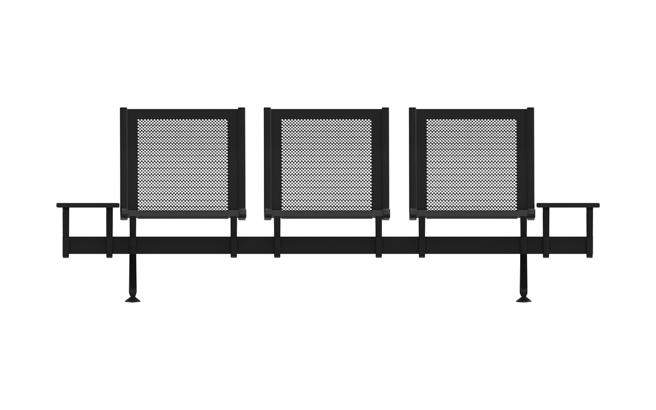STEEL Üçlü Terminal Bekleme Kolsuz Yan Sehpalı | Sophisticated Space-Saving Terminal Koltuğu | Gasell