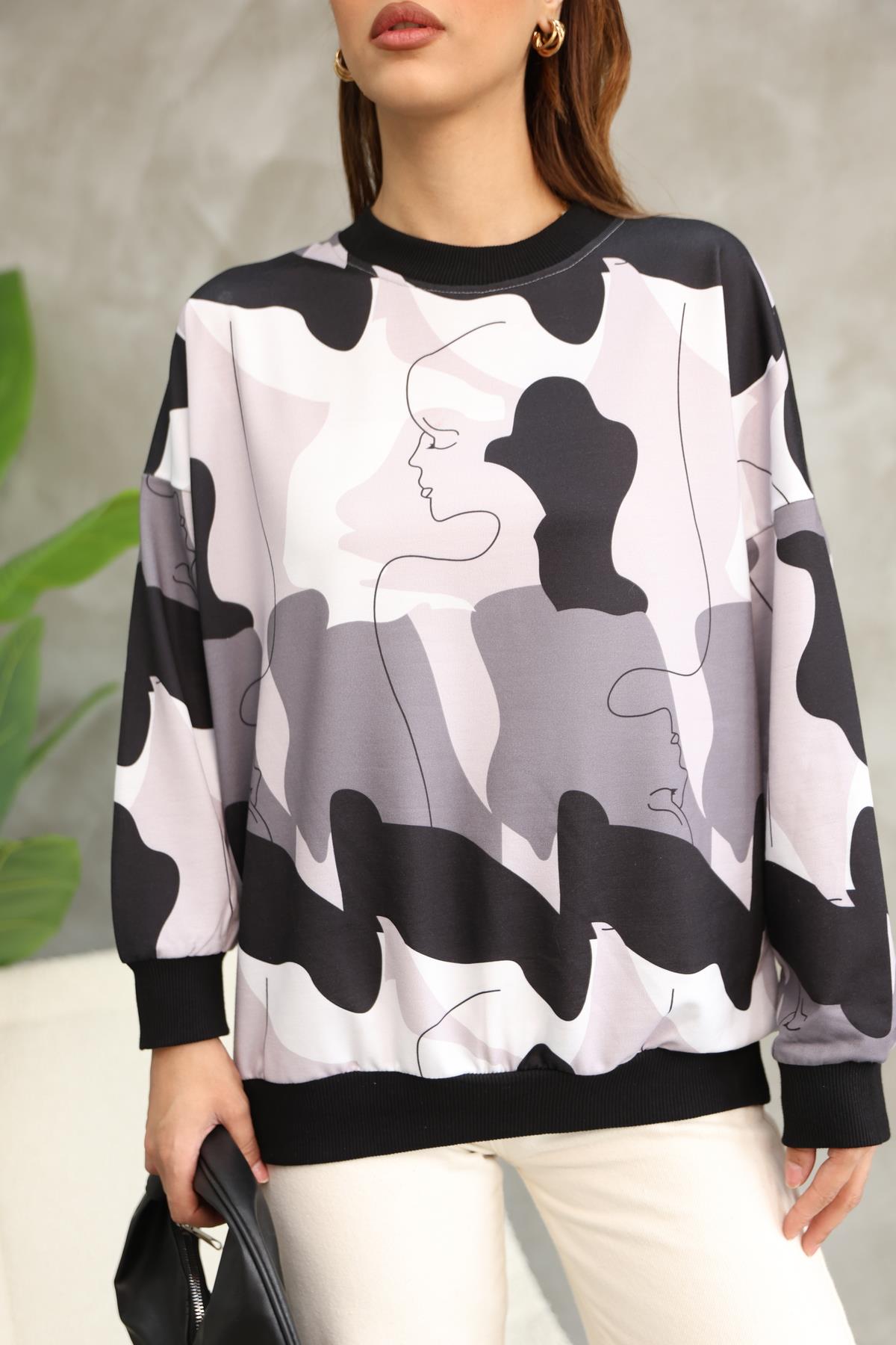 DİGİTAL BASKILI OVERSİZE SWEATSHIRT 25521