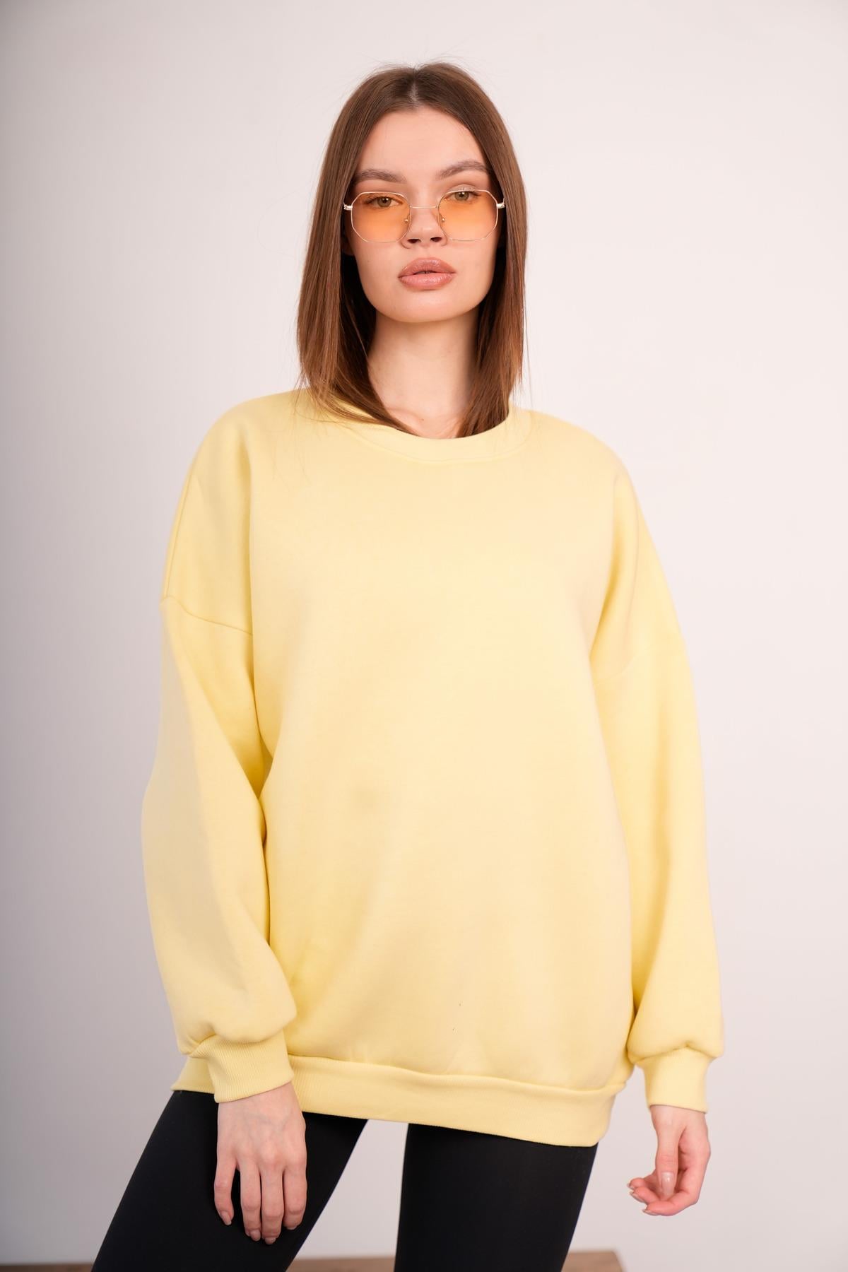OVERSİZE SWEATSHIRT 3 İPLİK ŞARDONLU KALIN KIŞLIK