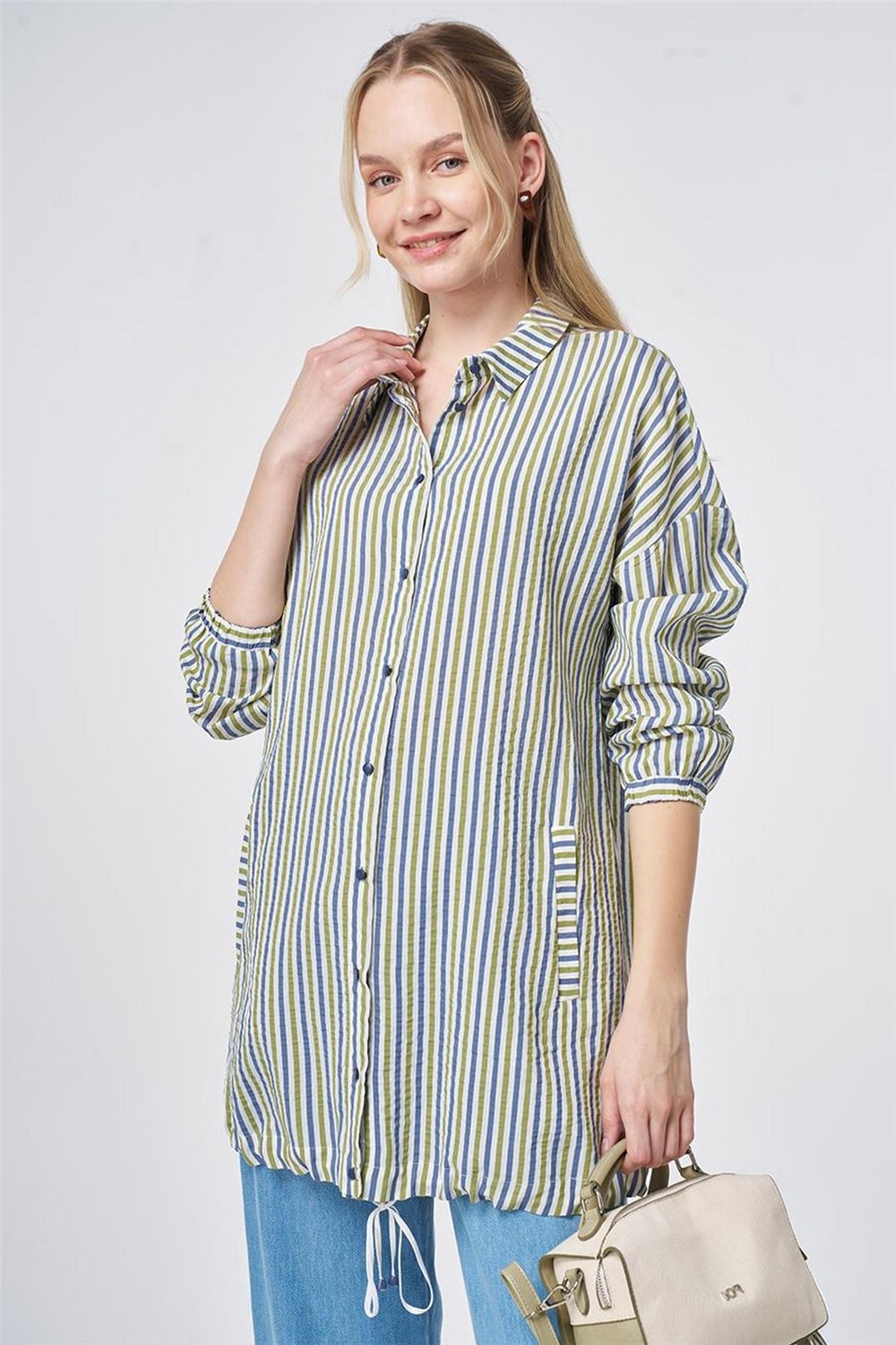 Kayra KY-B26-71018 Kadın Çizgili Bluz