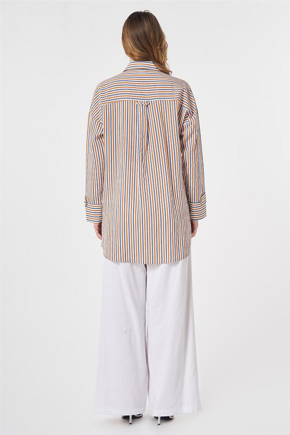 Kayra KY-B26-81070  Kadın Çizgili Cepli Tunik