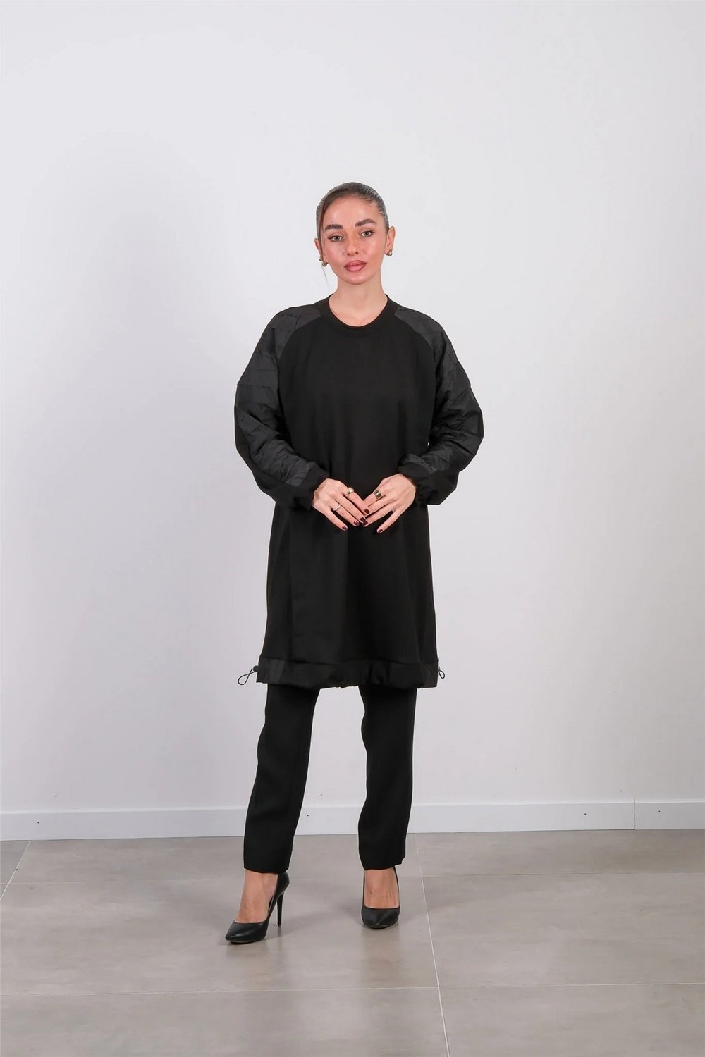 Misswhence 38040 Kadın Baklava Kol Desenli Uzun Tunik