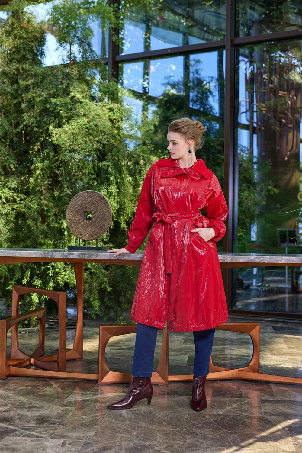 Misswhence 38401 Kadın Rugan Yakası Triko Detaylı Kap