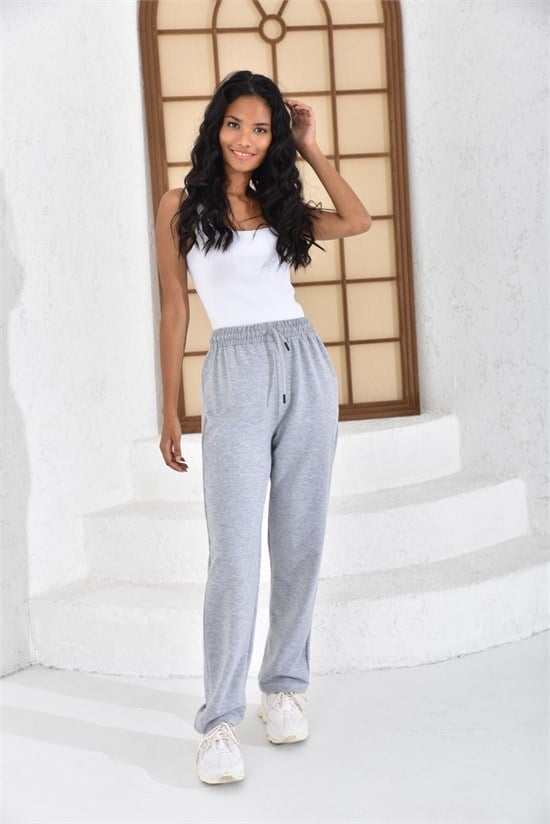 İKİ İPLİK BELİ LASTİKLİ OVERSİZE DÜZ PAÇA EŞOFMAN ALTI232