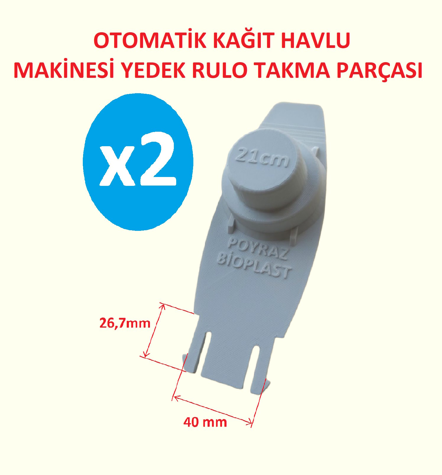 FLO 21cm Otomatik Kağıt Havlu Dispanseri Yedek Parça Beyaz 2 Adet
