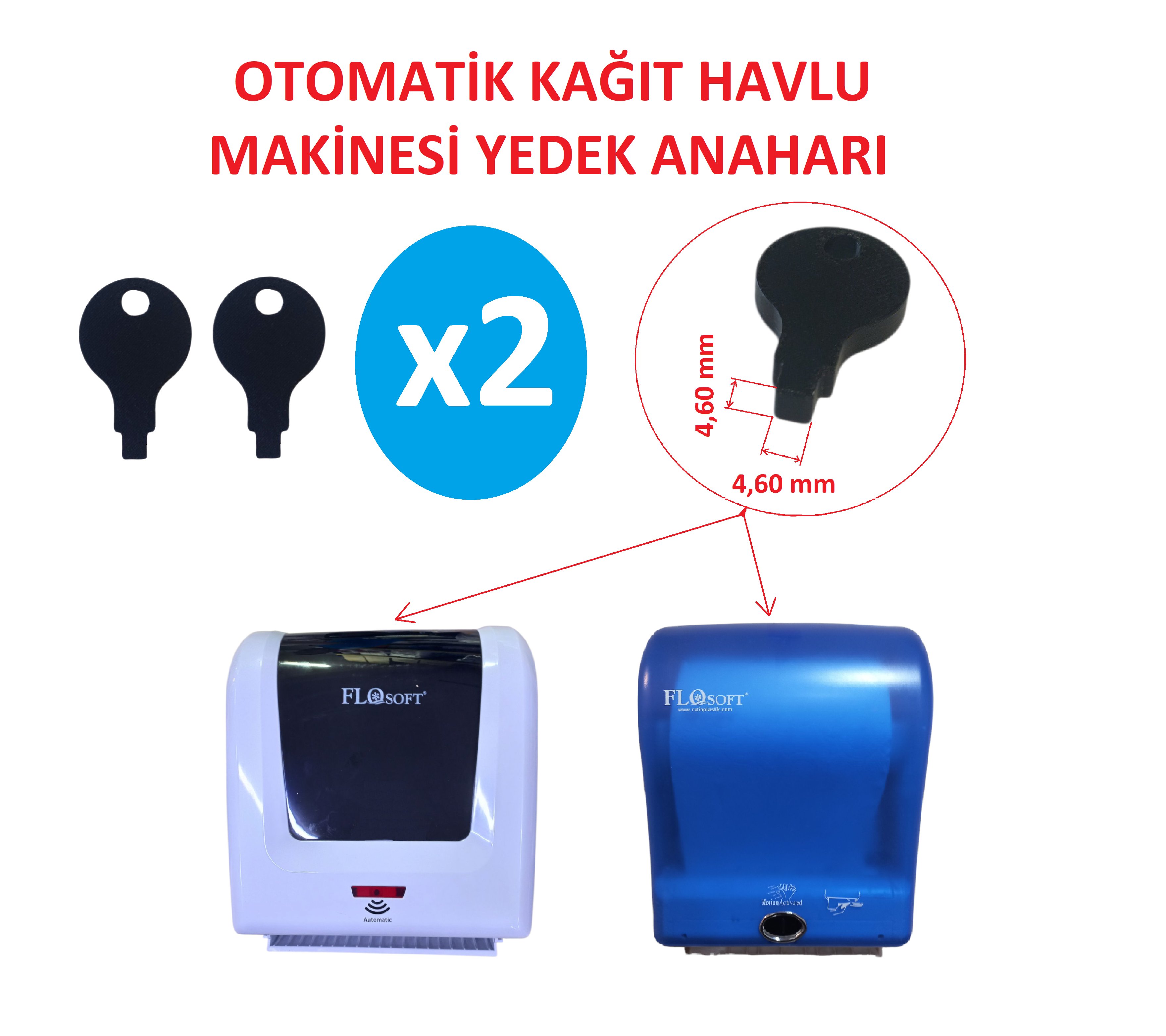 FLO Otomatik Kağıt Havlu Dispanseri Yedek Anahtarı - 2 Adet