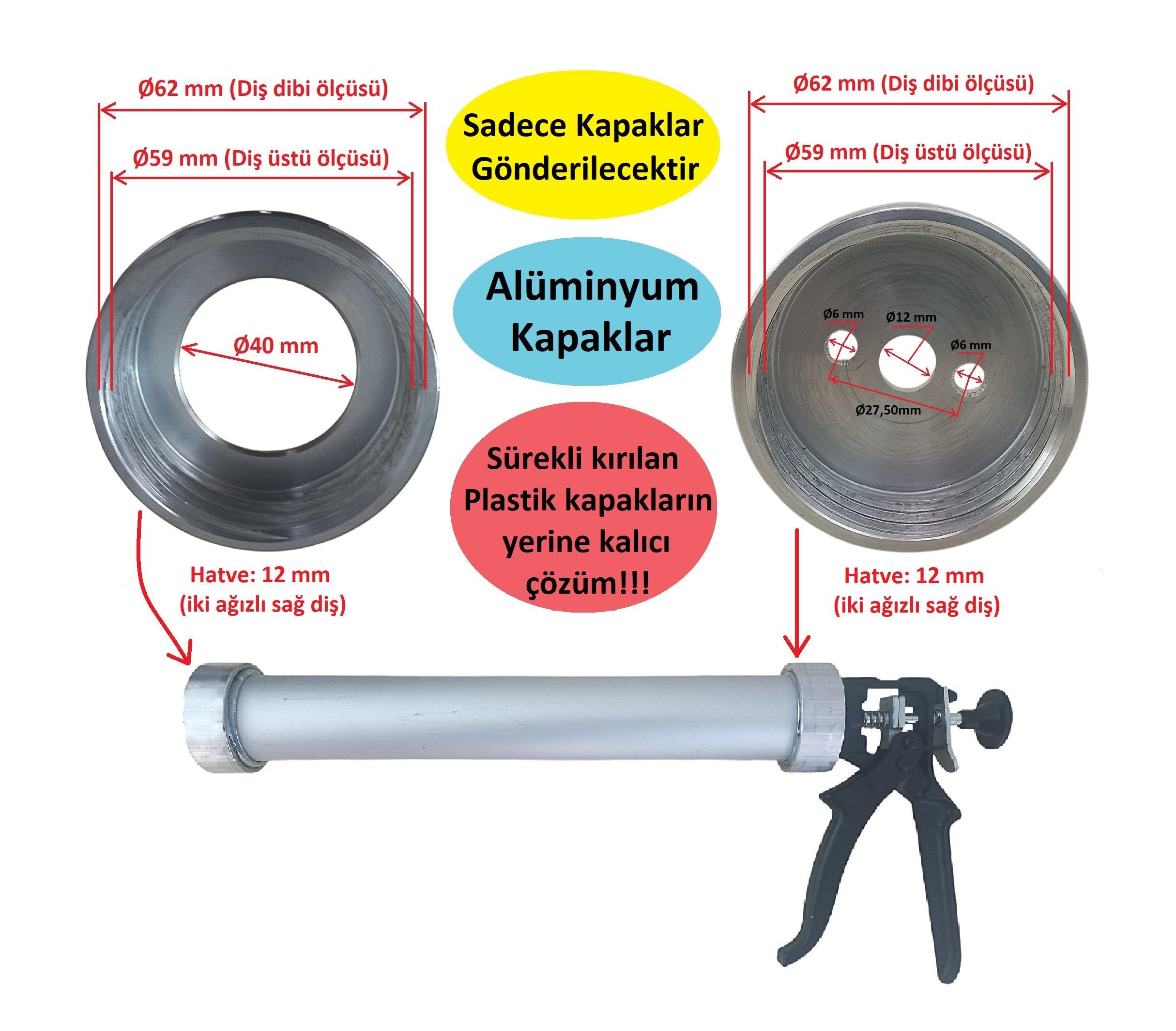 Sosis Silikon Tabancası Alüminyum Ön ve Arka Kapak