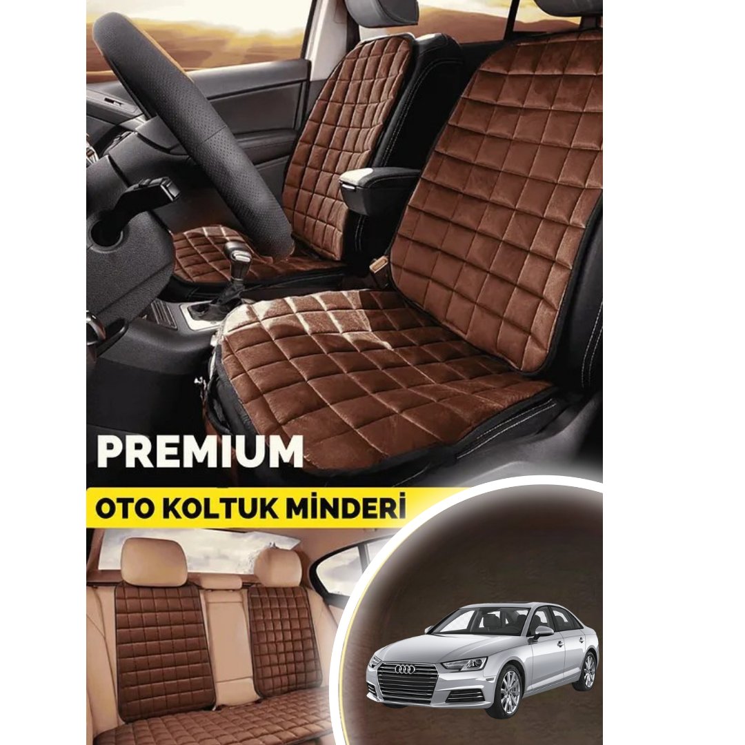 Audi A4 Koltuk Minder Ortopedik Cepli Araç ve Kılıf Seti–Tam Uyumlu,Taba Renk,Konforlu Tasarım