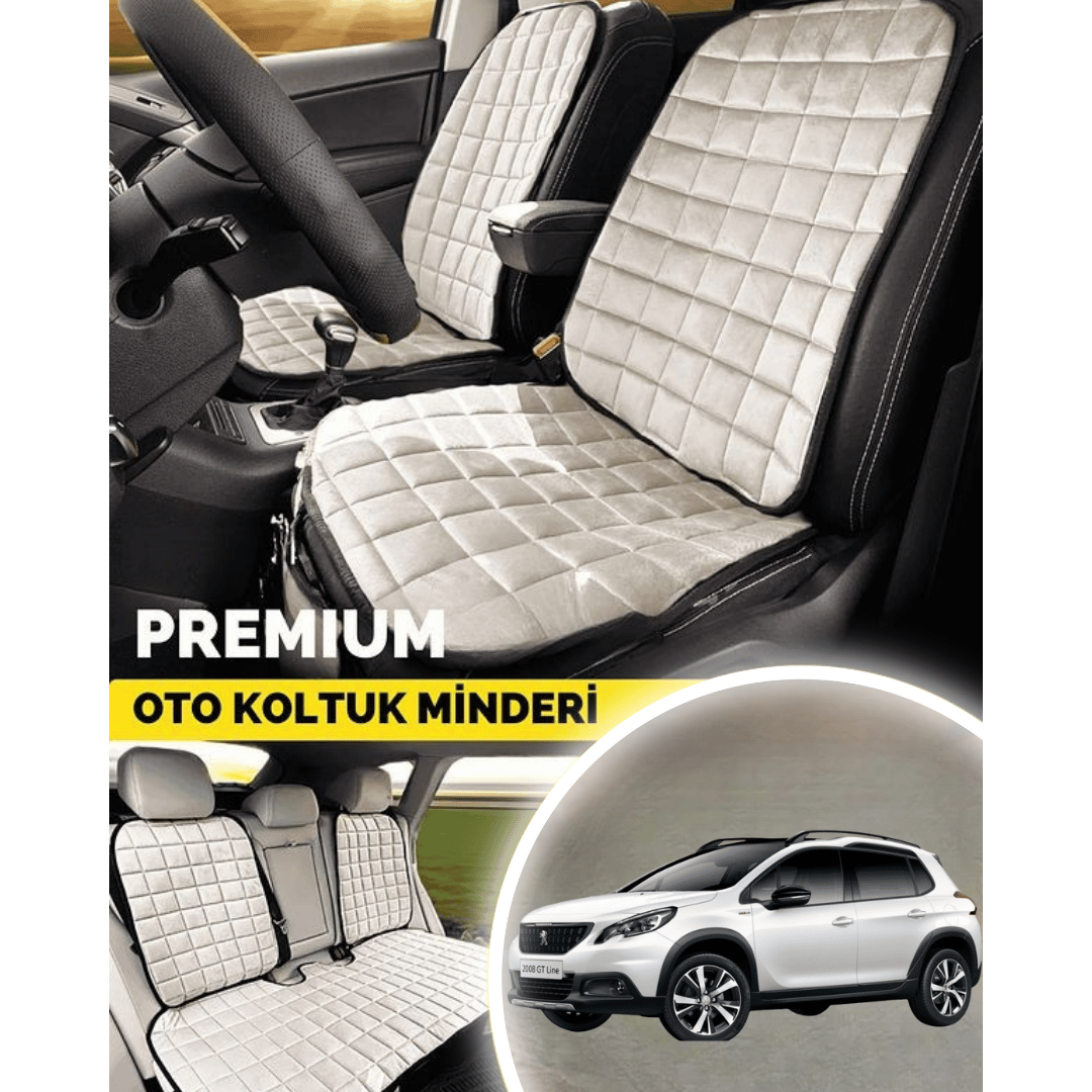 Peugeot 2008 Koltuk Minderi Ortopedik Cepli Araç  ve Kılıf Seti – Tam Uyumlu, Bej Renk, Konforlu Tasarım