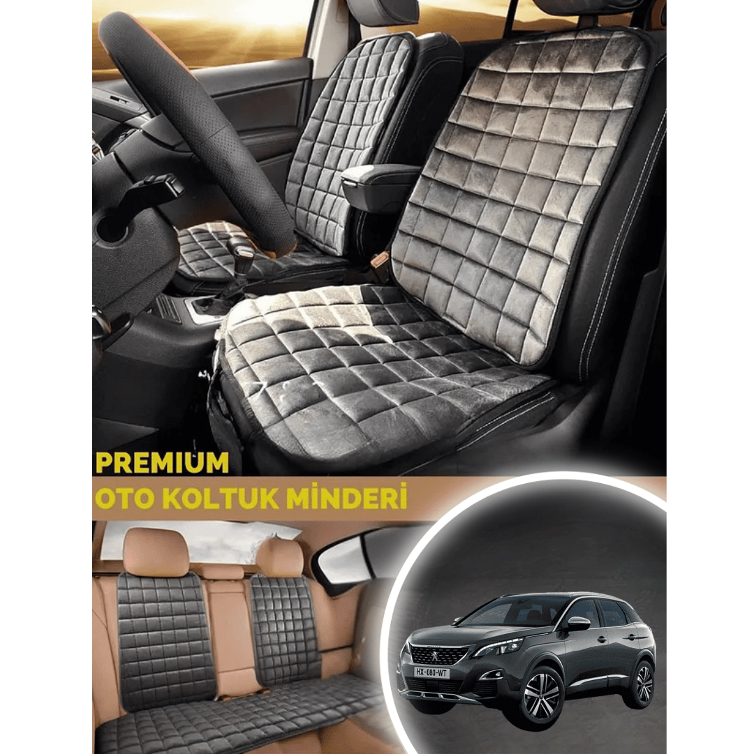 Peugeot 3008 Koltuk Minderi Ortopedik Cepli Araç  ve Kılıf Seti – Tam Uyumlu, Antrasit Renk, Konforlu Tasarım