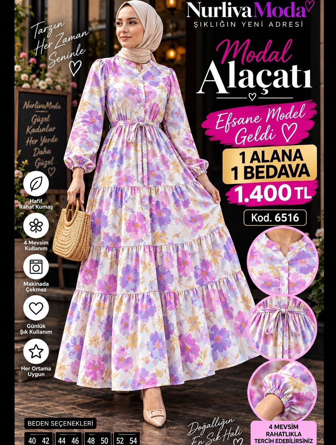 1 ALANA 1 BEDAVA 1400 TL KARGO BEDAVA ALAÇATI BELDEN BAĞLAMALI ELBİSE PEMBE 