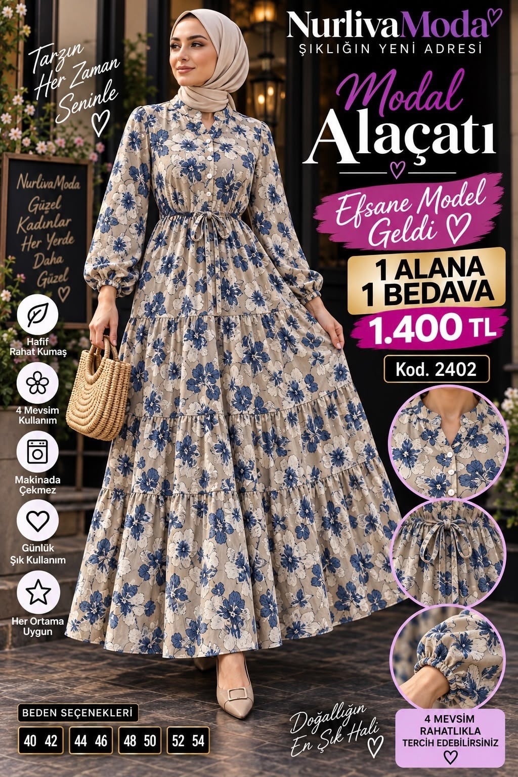 1 ALANA 1 BEDAVA 1400 TL KARGO BEDAVA  BELDEN BAĞLAMALI ALAÇATI  ELBİSE MAVİ 
