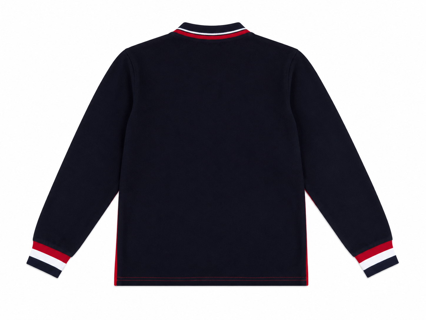 Çocuk Pamuklu Yumuşak Dokulu Hakim Yaka Ön Kırmızı Arkası Lacivert Sweatshirt