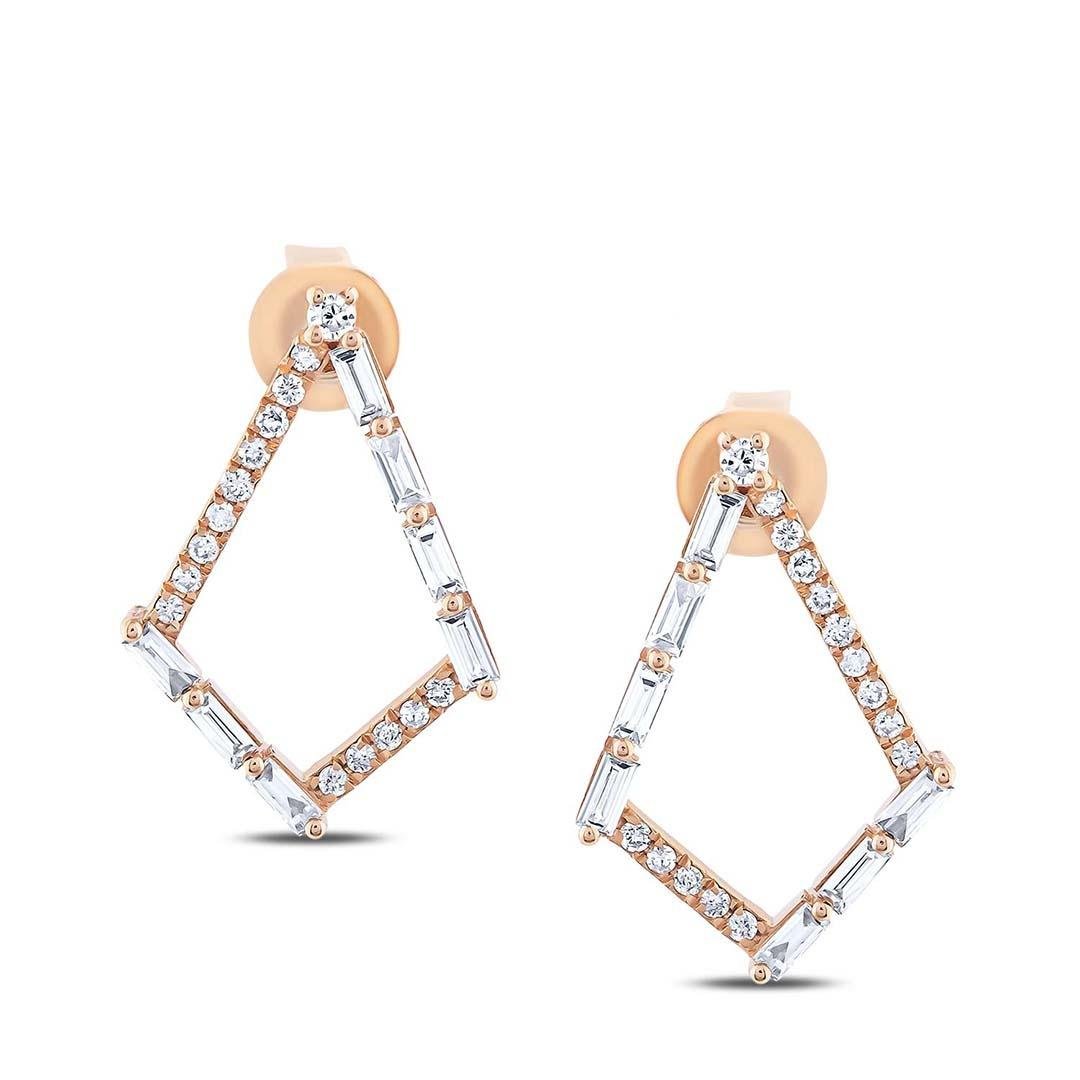 0.45 Karat Baget Tasarım Pırlanta Küpe