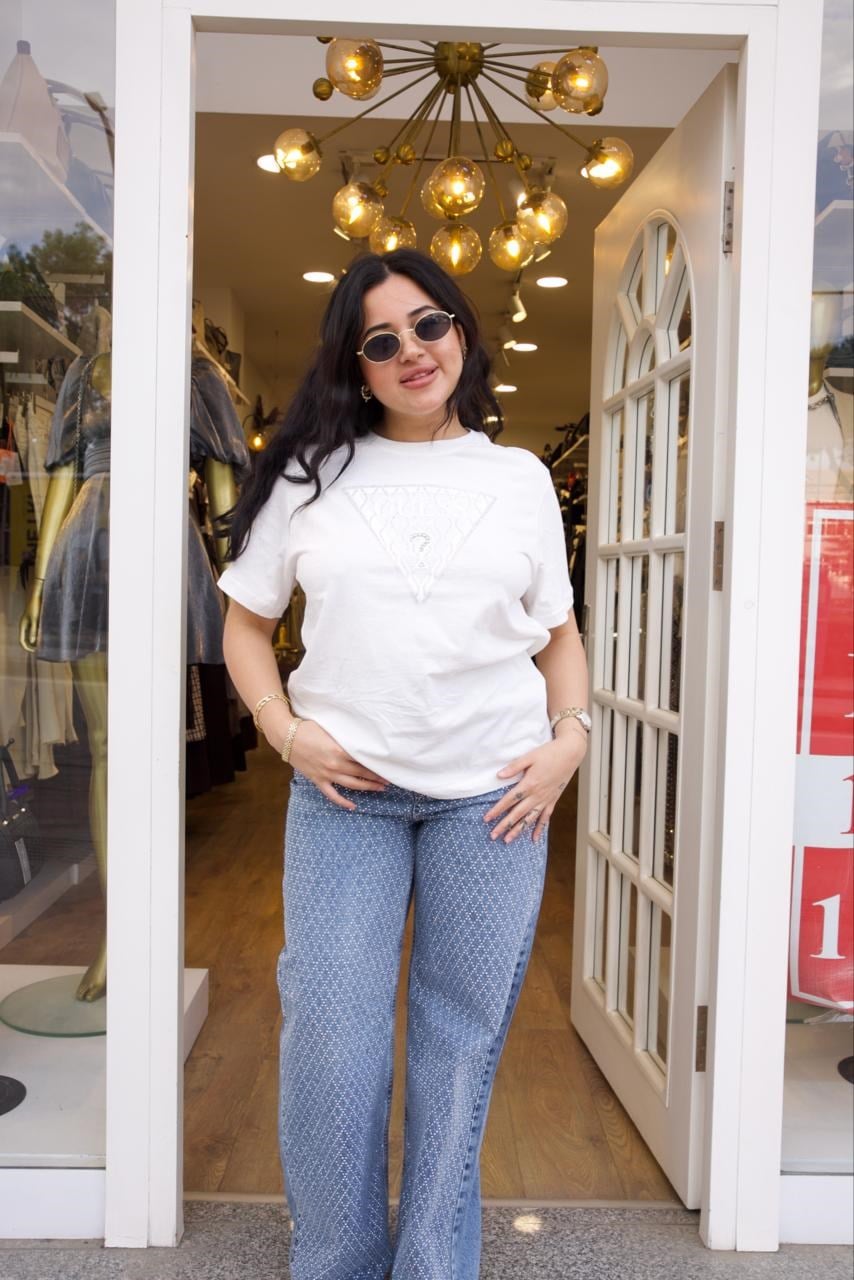 Beyaz Orjinal Marka Tshirt - 1239