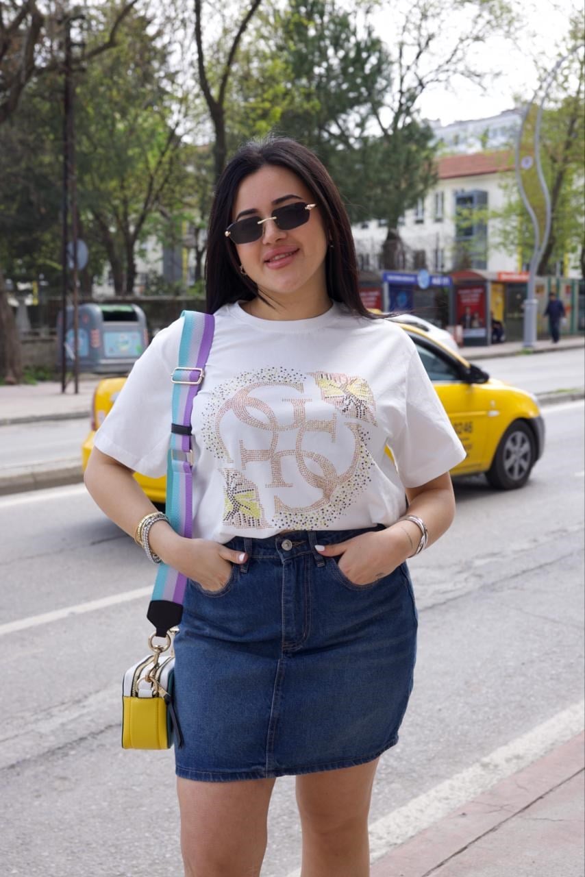 Beyaz Orjinal Marka Tshirt - 1239