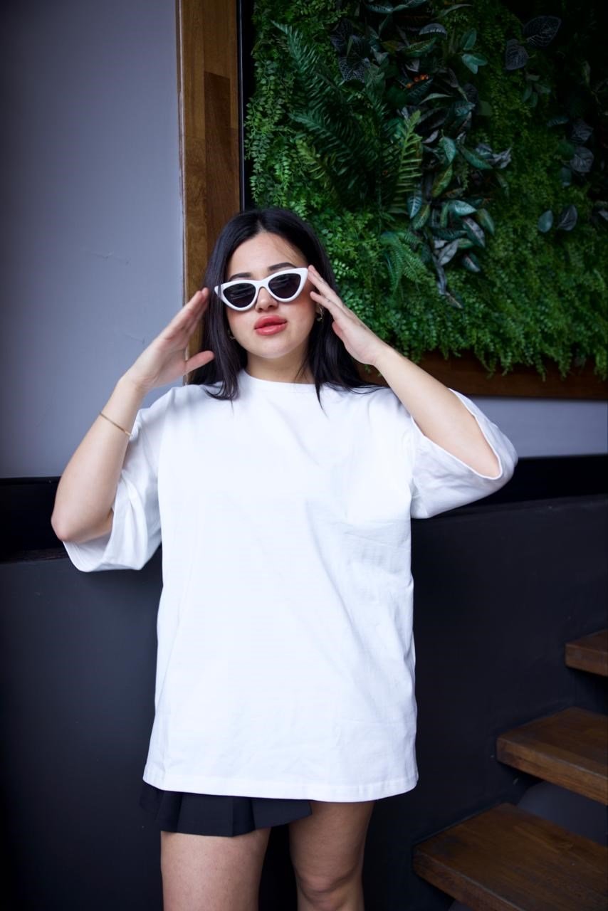 Beyaz Oversize Tshirt - 1198