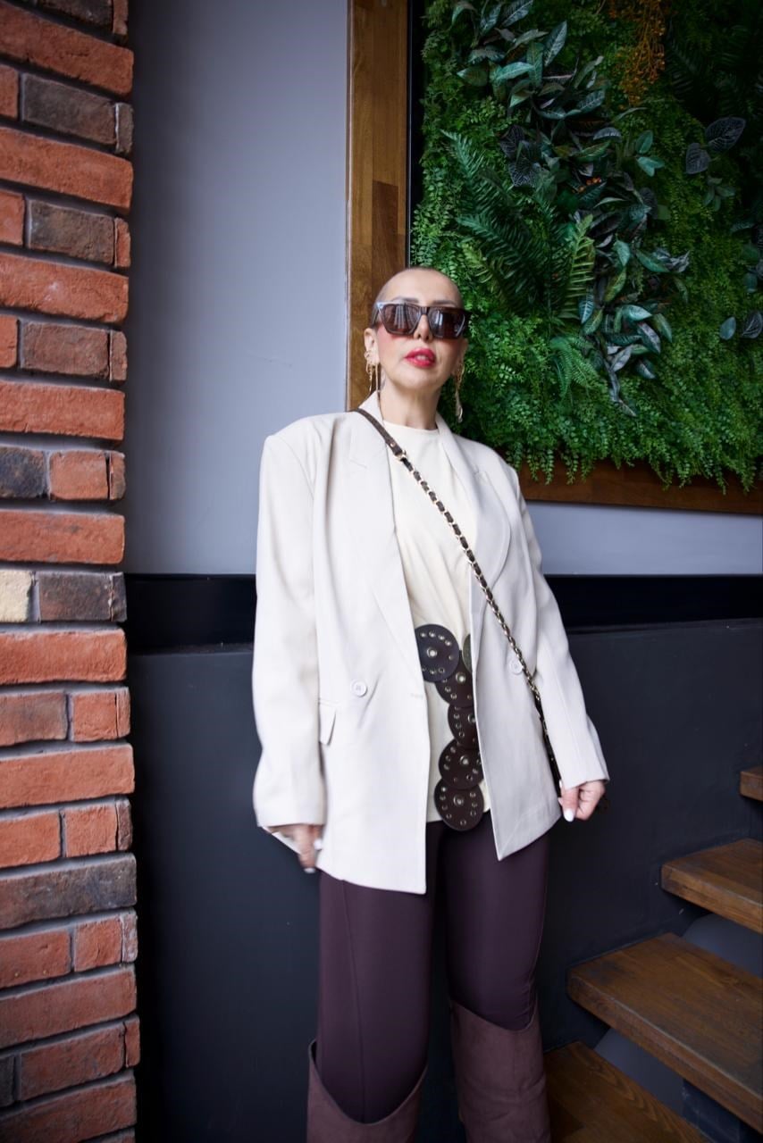 Krem Blazer Ceket - 1196