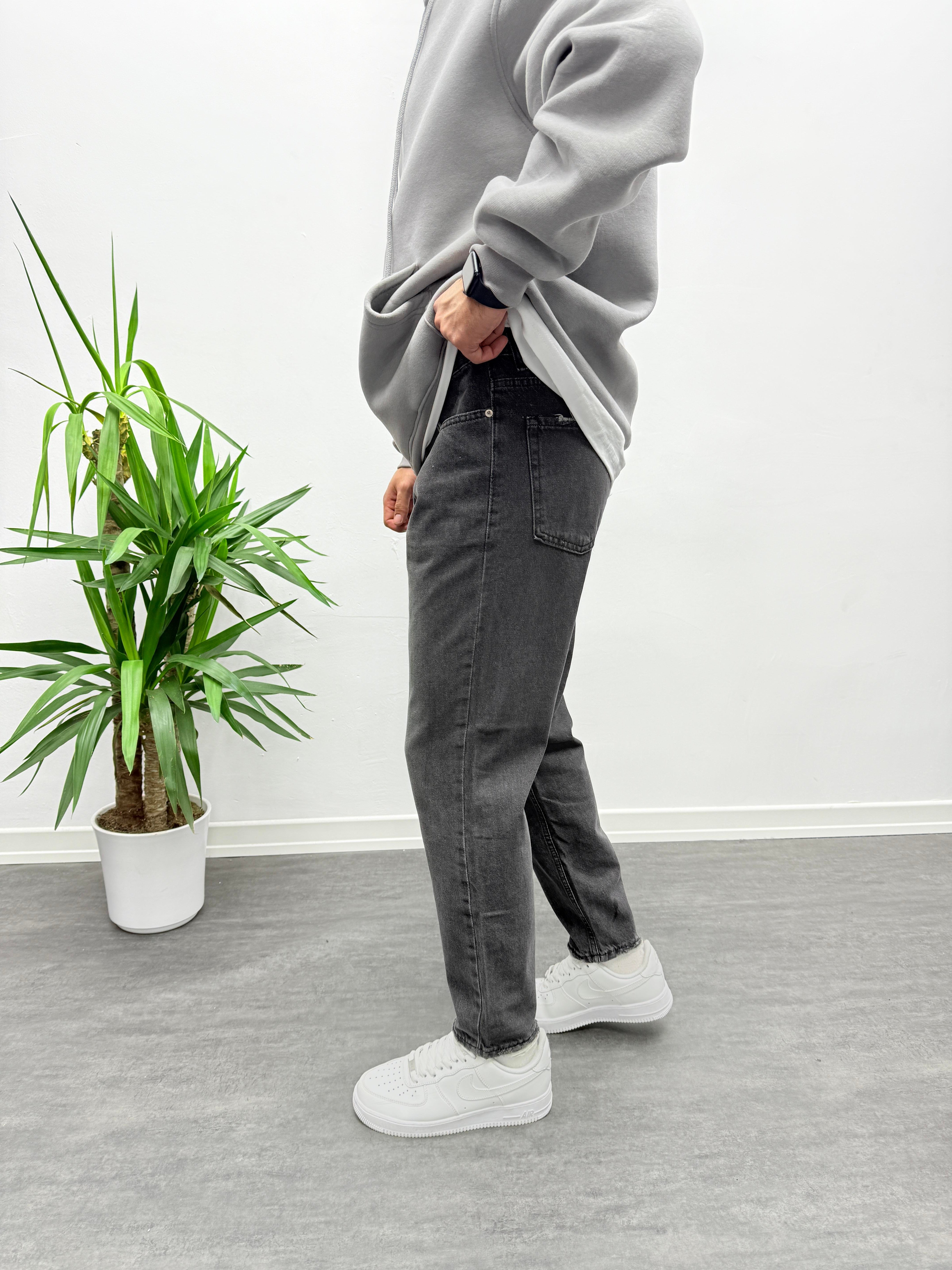 Antrasit Boyfriend Jean Pantolon