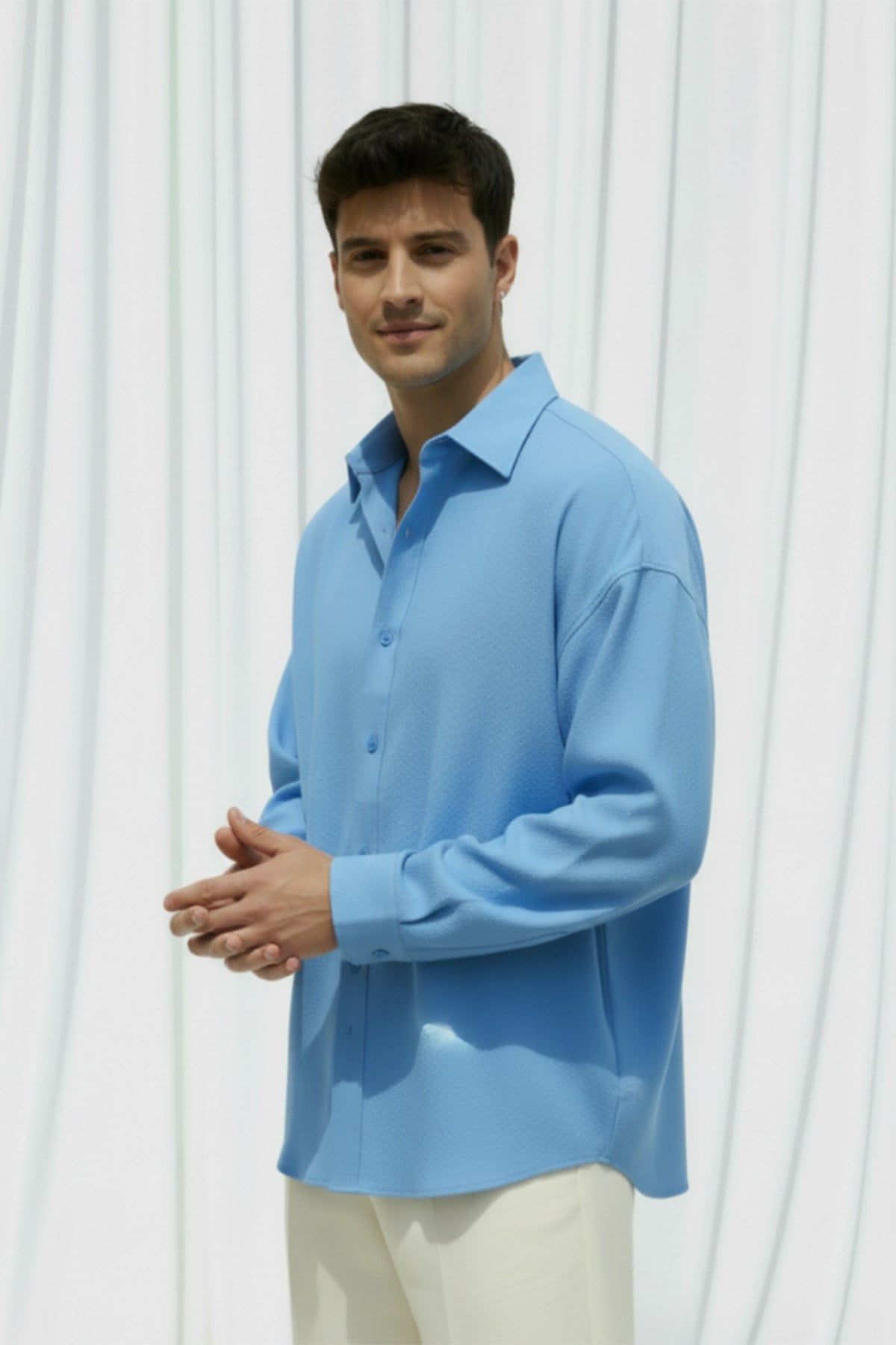 Erkek Lyocell Kumaş Oversize Gömlek