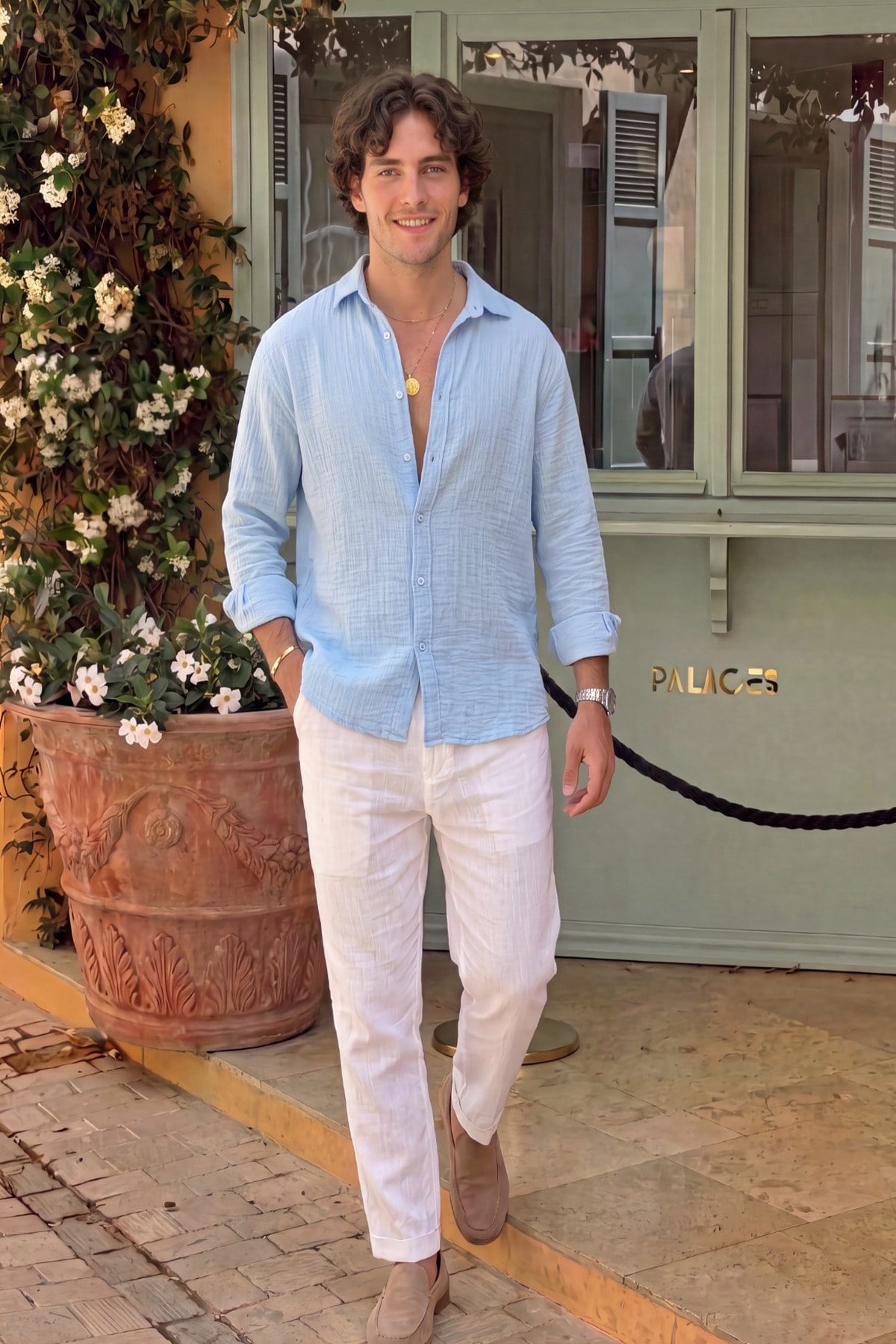 Erkek Oversize %100 Pamuk Premium Kalite Müslin Dokuma Gömlek