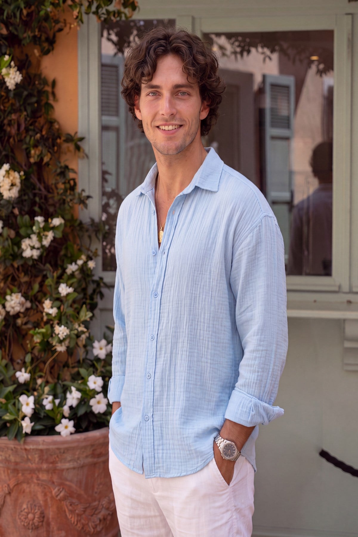 Erkek Oversize %100 Pamuk Premium Kalite Müslin Dokuma Gömlek