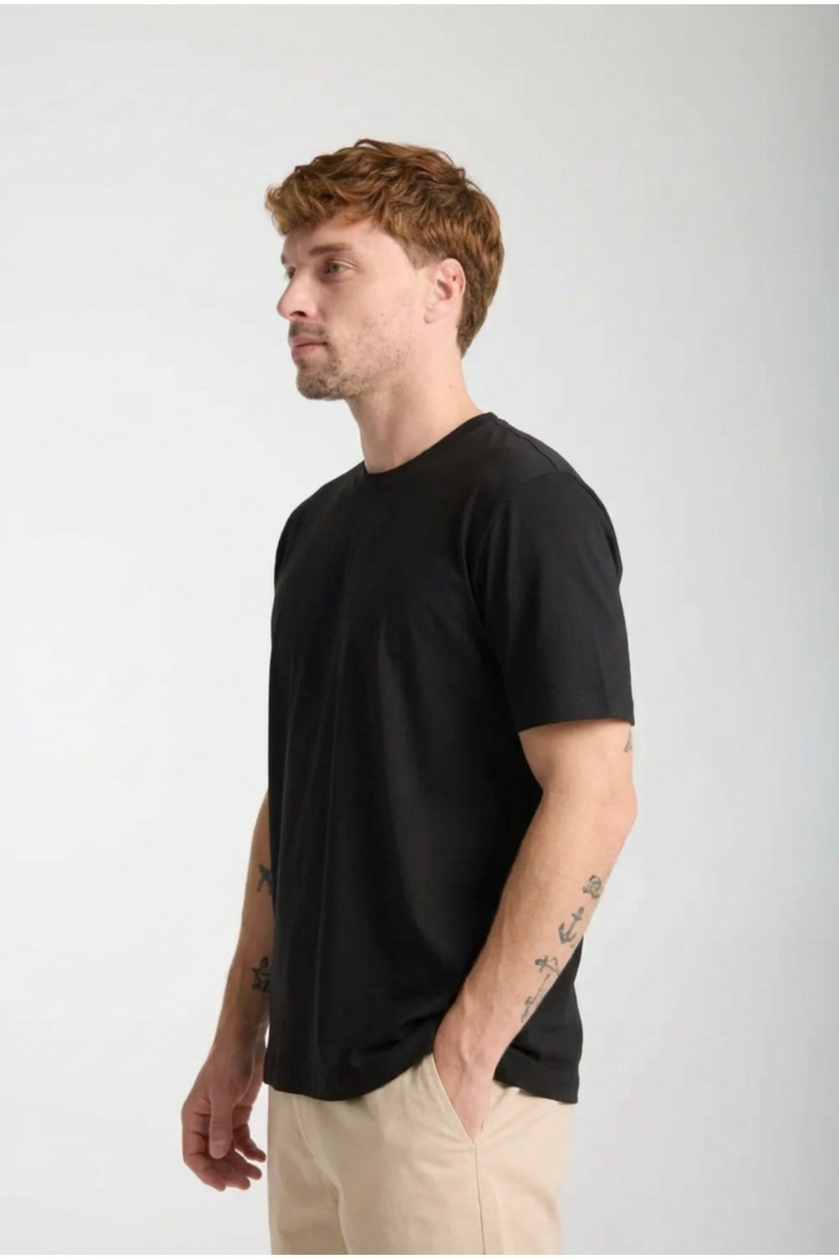 Erkek Regular-Fit 100% Pamuklu Basic Bisiklet yaka Kısa kol T-Shirt