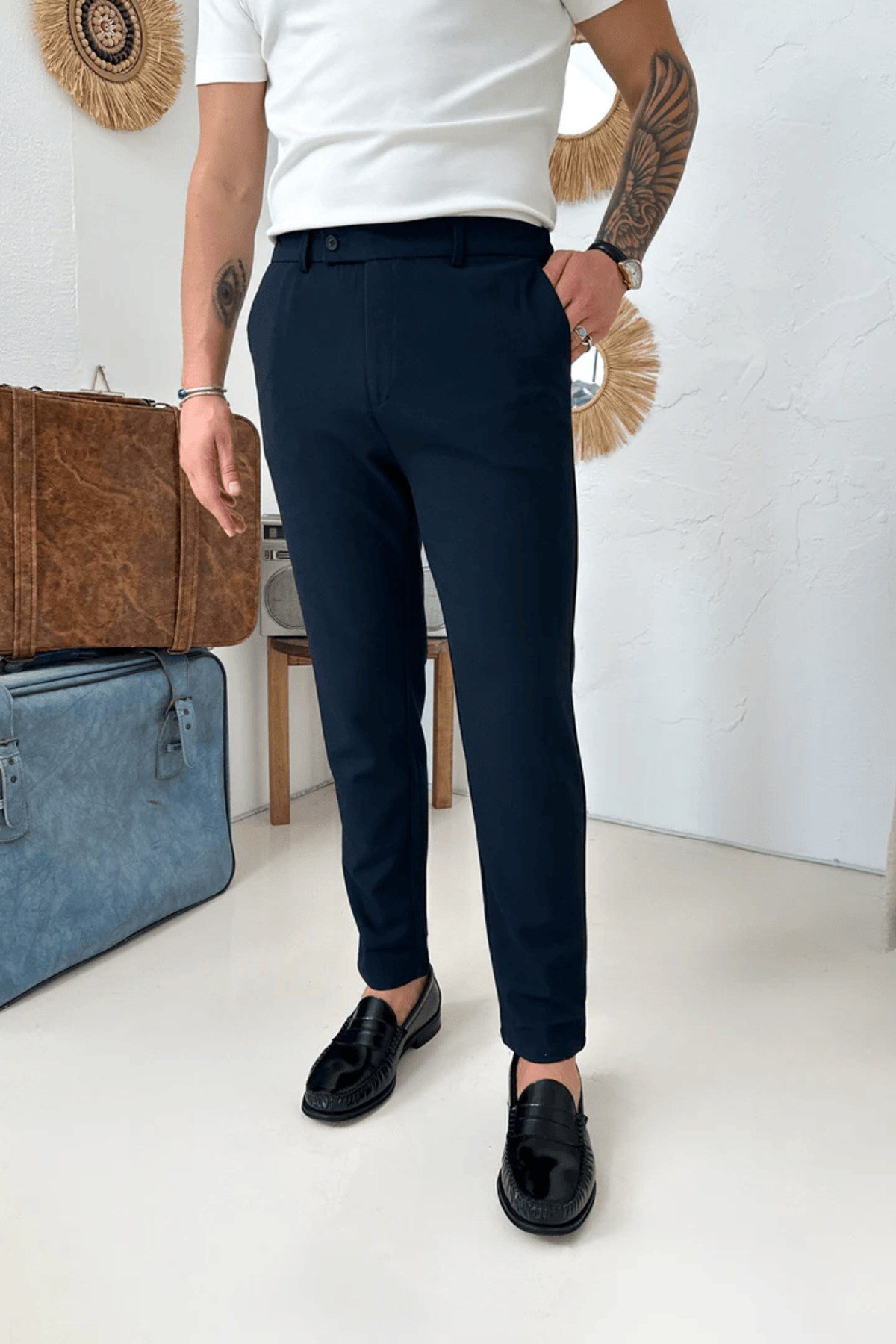 Erkek Regular-Fit Premium Kalite Old Money Kumaş Pantolon Lacivert