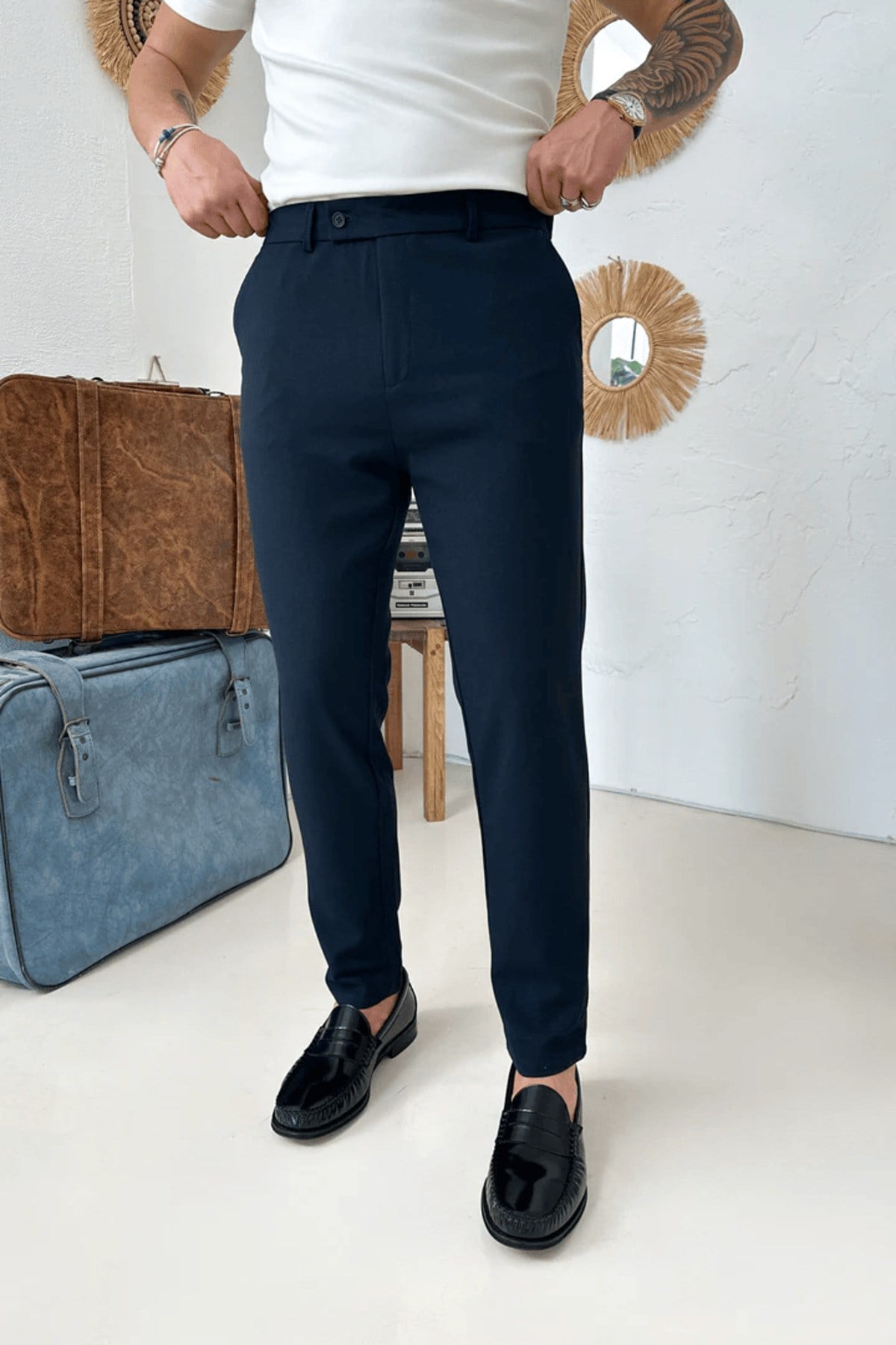 Erkek Regular-Fit Premium Kalite Old Money Kumaş Pantolon Lacivert