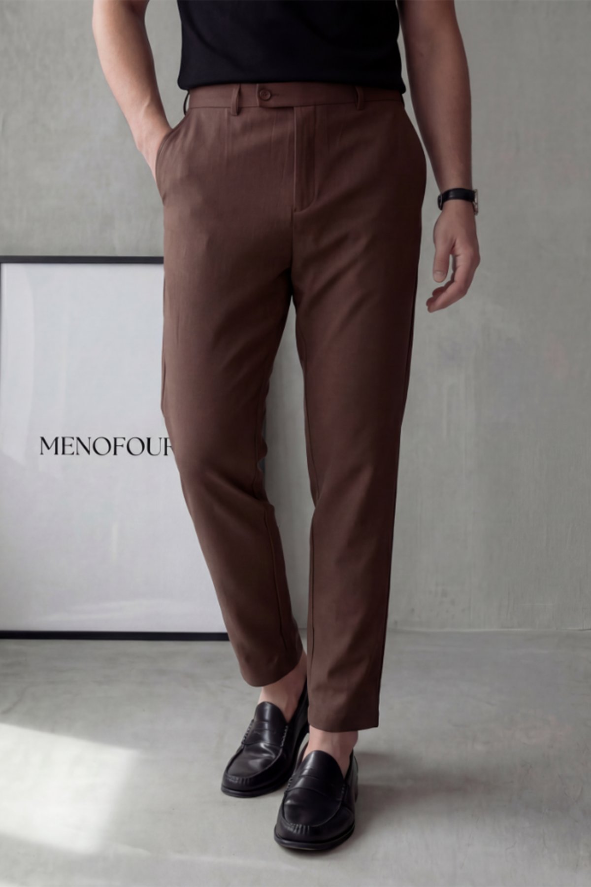 Erkek Regular-Fit Premium Kalite Old Money Kumaş Pantolon Acı Kahverengi