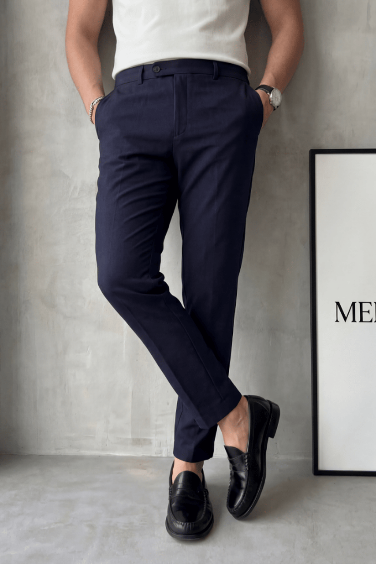 Erkek Regular-Fit Premium Kalite Old Money Kumaş Pantolon Lacivert