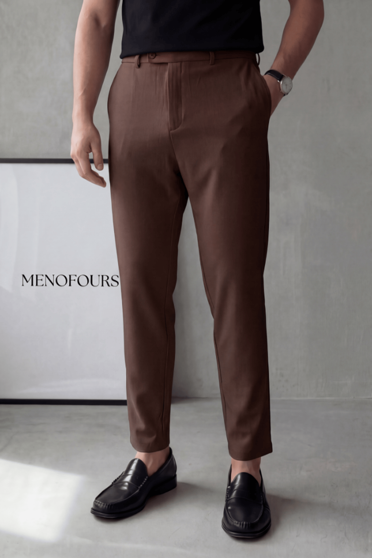 Erkek Regular-Fit Premium Kalite Old Money Kumaş Pantolon Acı Kahverengi
