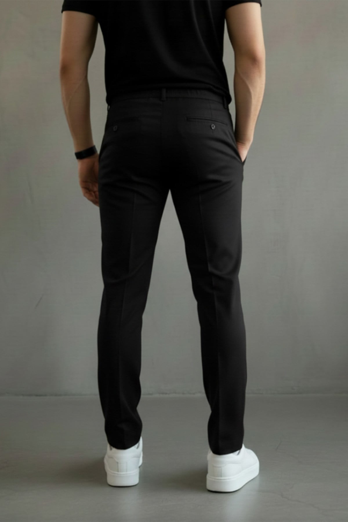 Erkek Regular-Fit Premium ZR Model Beli İpli Pantolon Siyah