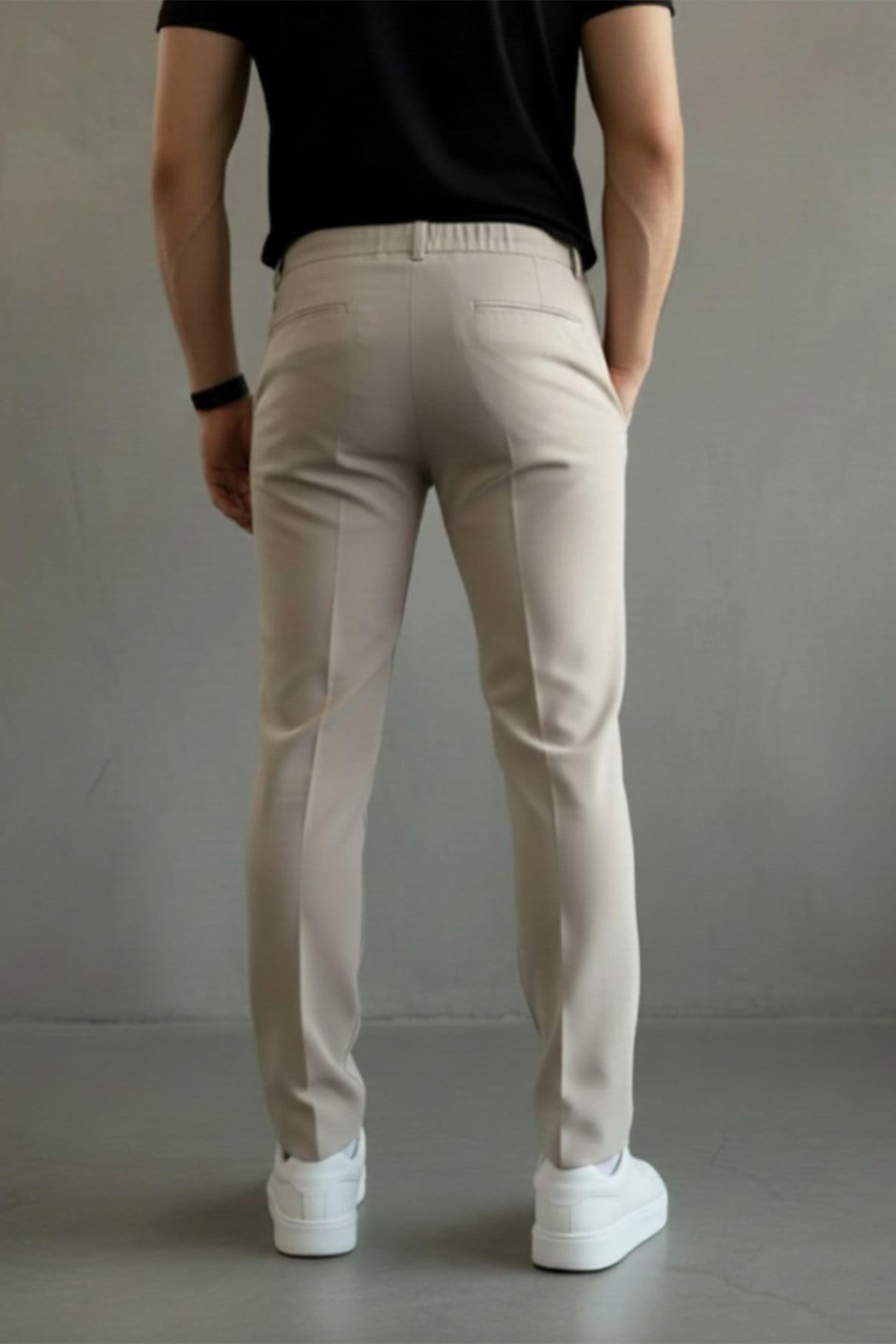 Erkek Regular-Fit Premium ZR Model Beli İpli Pantolon Krem
