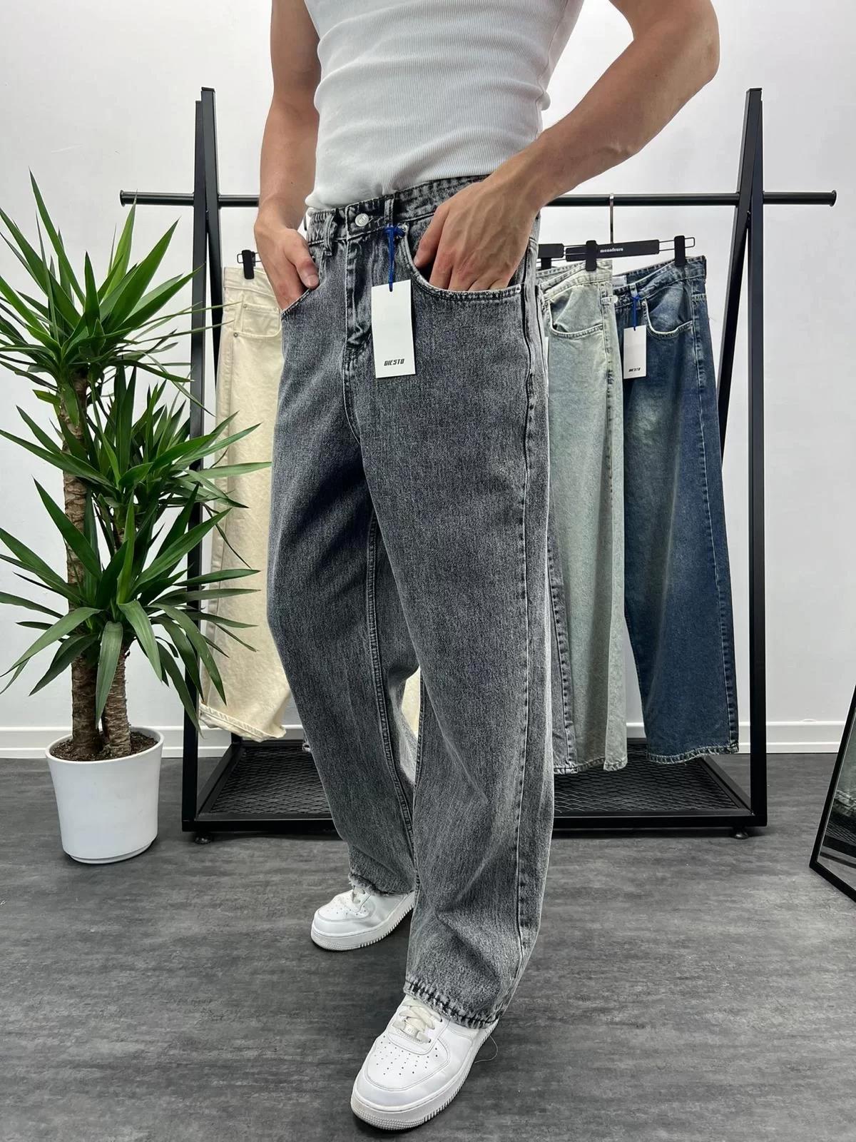 Gri Asit Yıkamalı Skater Fit Baggy Pantolon