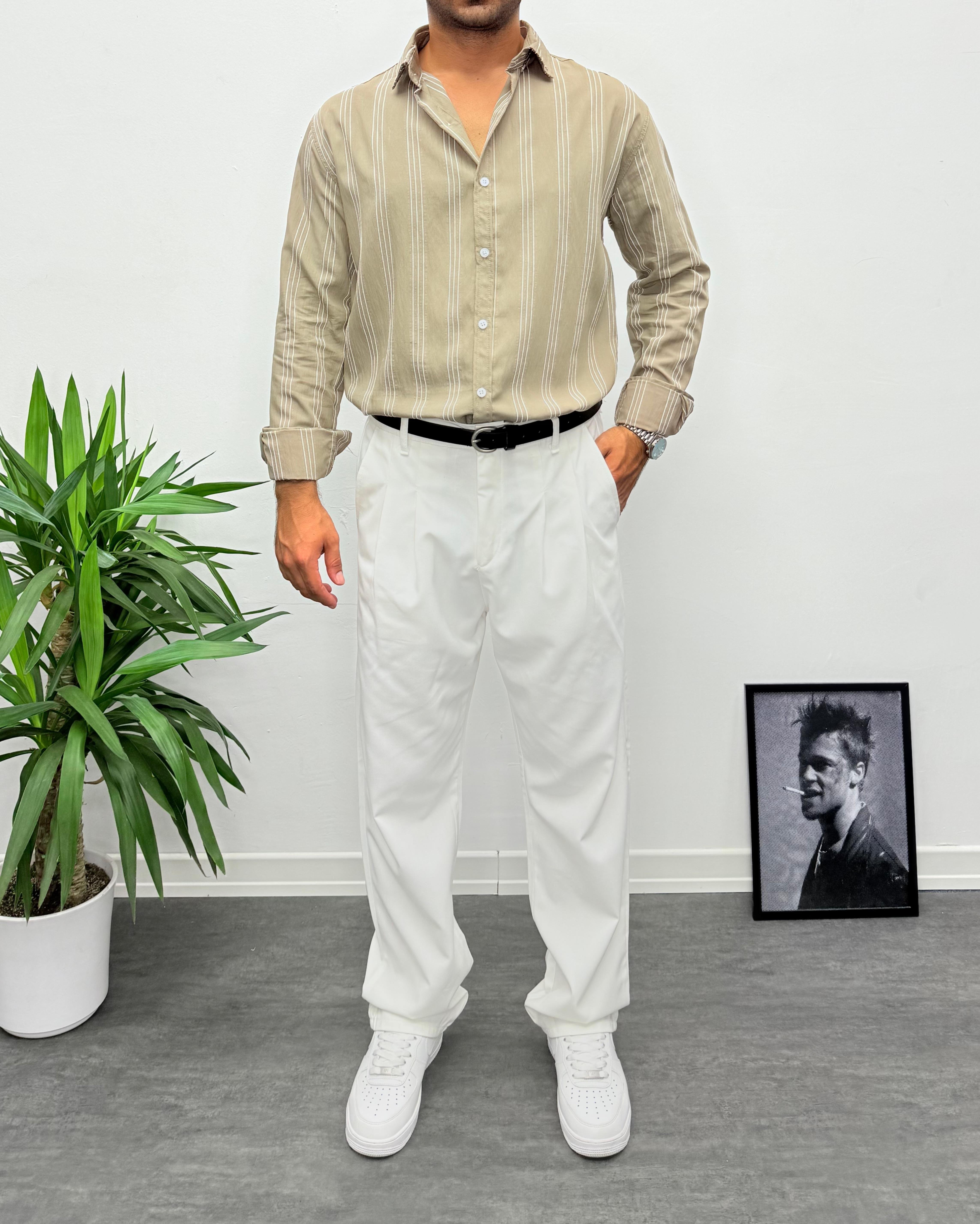 Haki Modal Kumaş Oversize Gömlek