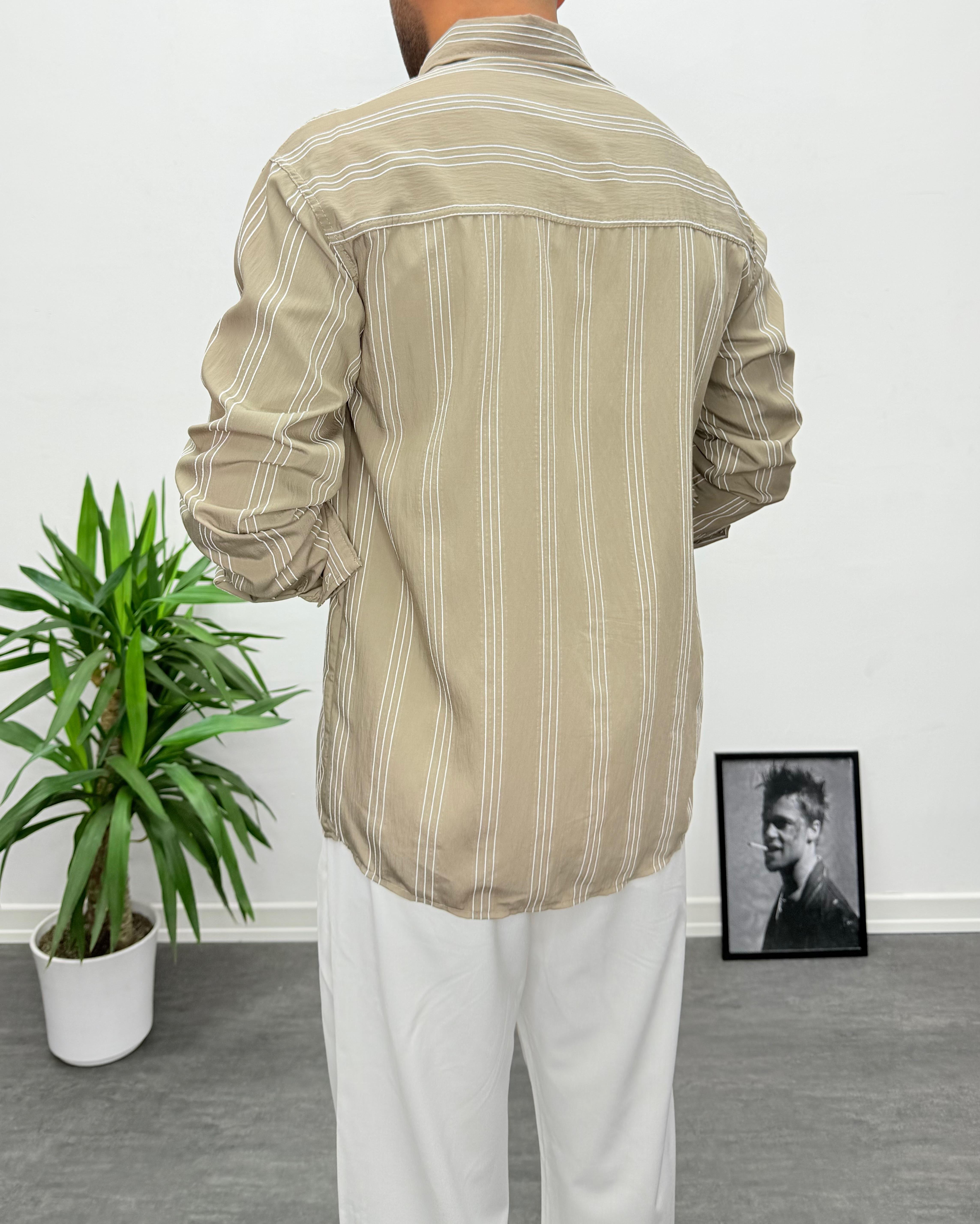 Haki Modal Kumaş Oversize Gömlek