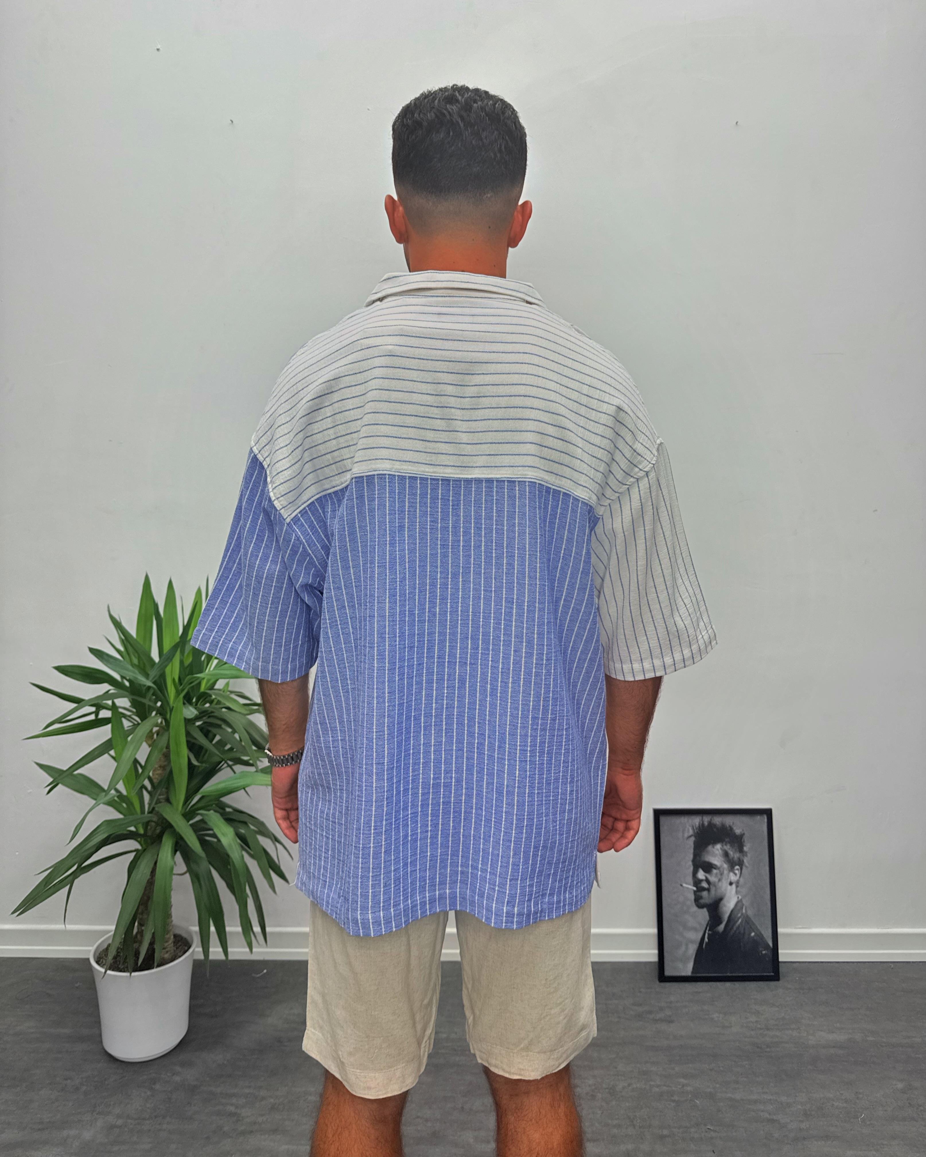 Mavi Çizgili Oversize Gömlek