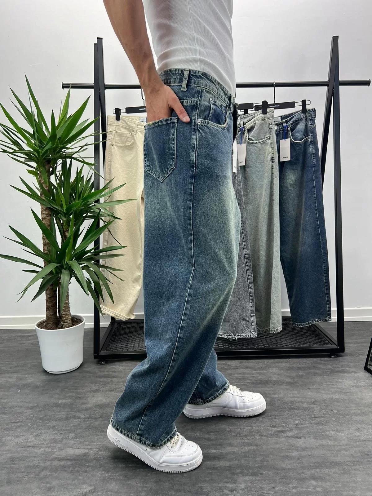 Mavi Yıkamalı Skater Fit Baggy Pantolon