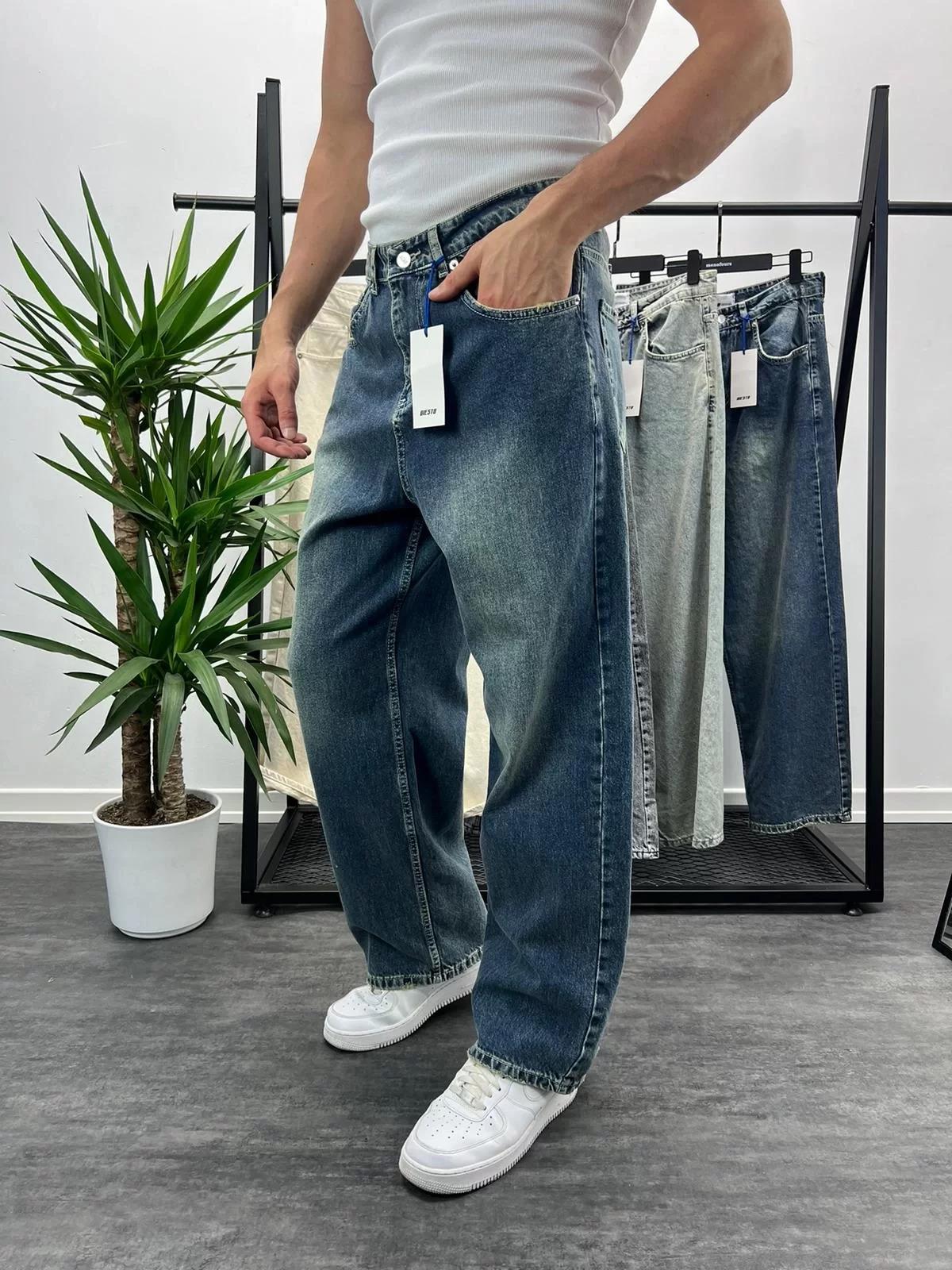 Mavi Yıkamalı Skater Fit Baggy Pantolon