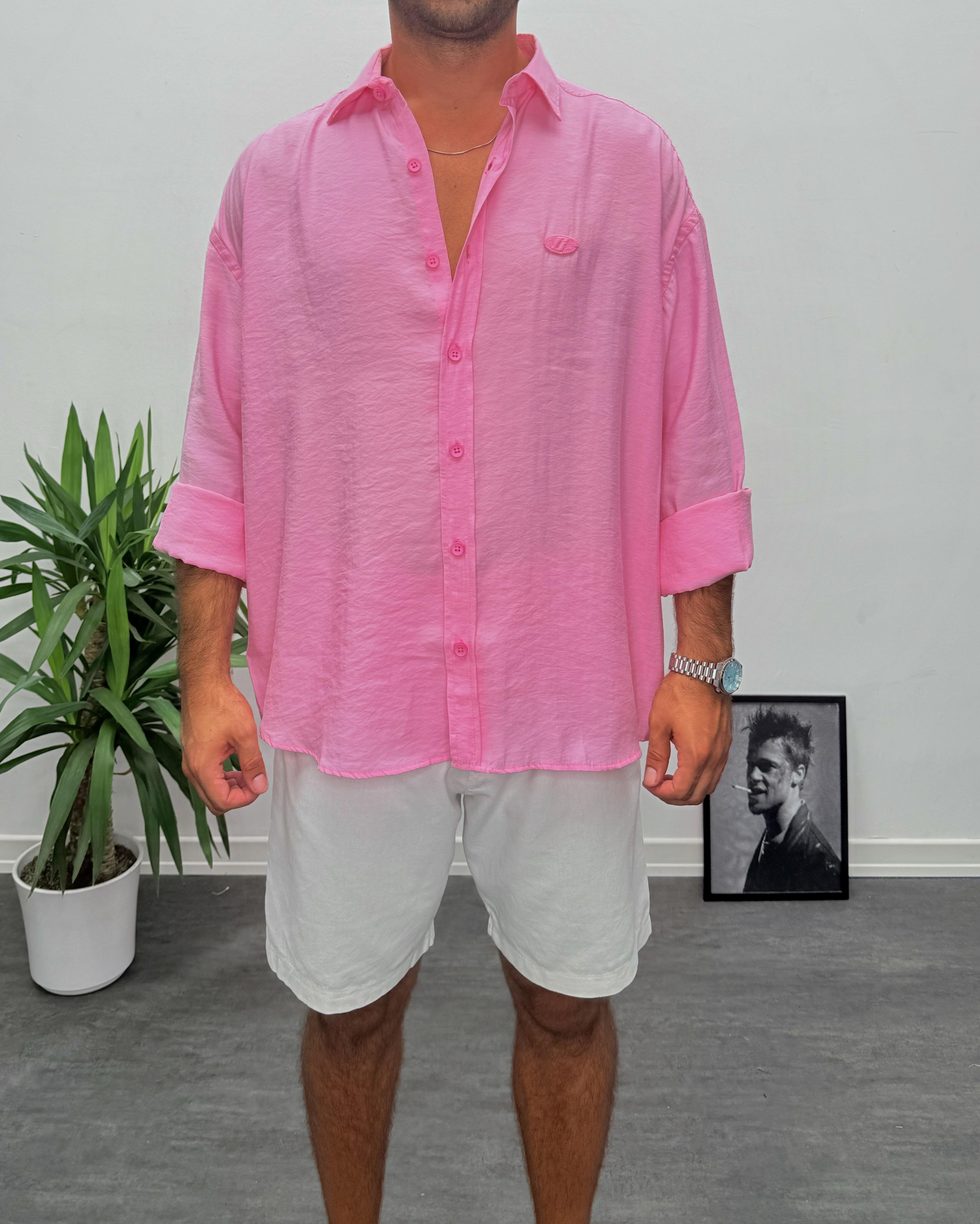 Pembe Modal Kumaş Gömlek