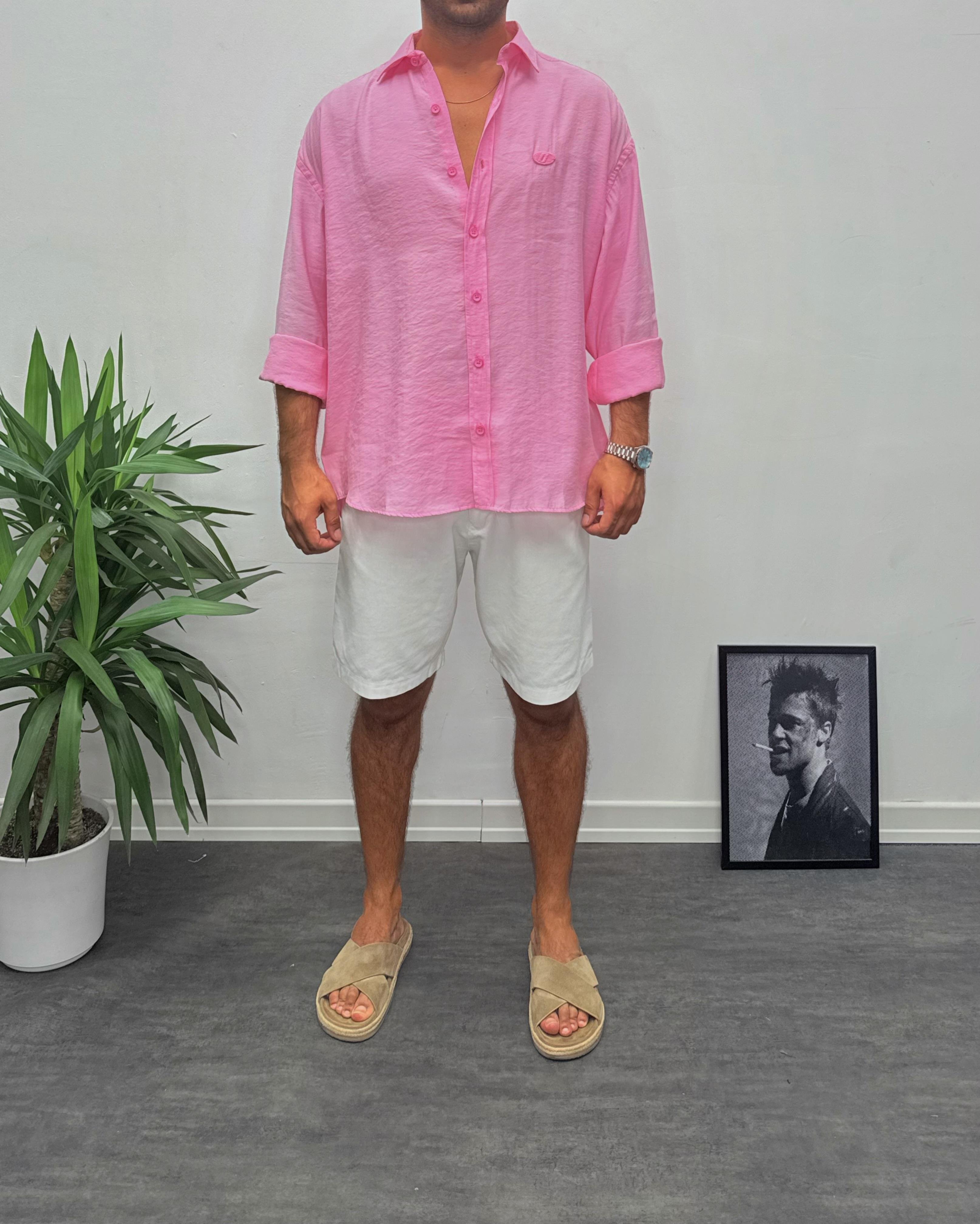 Pembe Modal Kumaş Gömlek